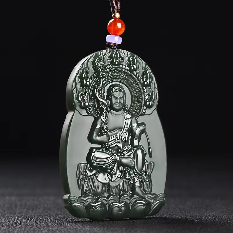 An Exquisite Cyan jade Statue of Bodhisattva Pendant: An Exquisite Cyan jade Statue of Bodhisattva Pendant,Size:2.4inx1.6inx0.3in 青玉菩萨像挂件