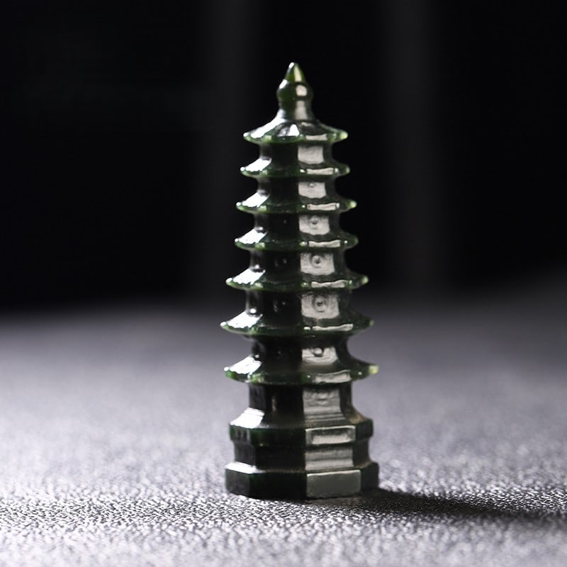 An Exquisite Cyan jade Pagoda - 4