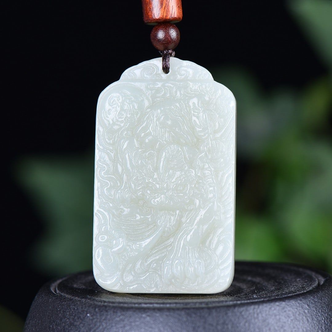 An Exquisite White Jade Wealth-Attracting Creature Pendant: An Exquisite White Jade Wealth-Attracting Creature Pendant,Size:1.2inx2in 白玉貔貅挂件