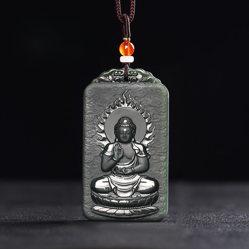 An Exquisite Cyan jade Statue of Amitayus Pendant: An Exquisite Cyan jade Statue of Amitayus Pendant,Size:2.5inx1.4inx0.3in 青玉无量寿佛像挂件