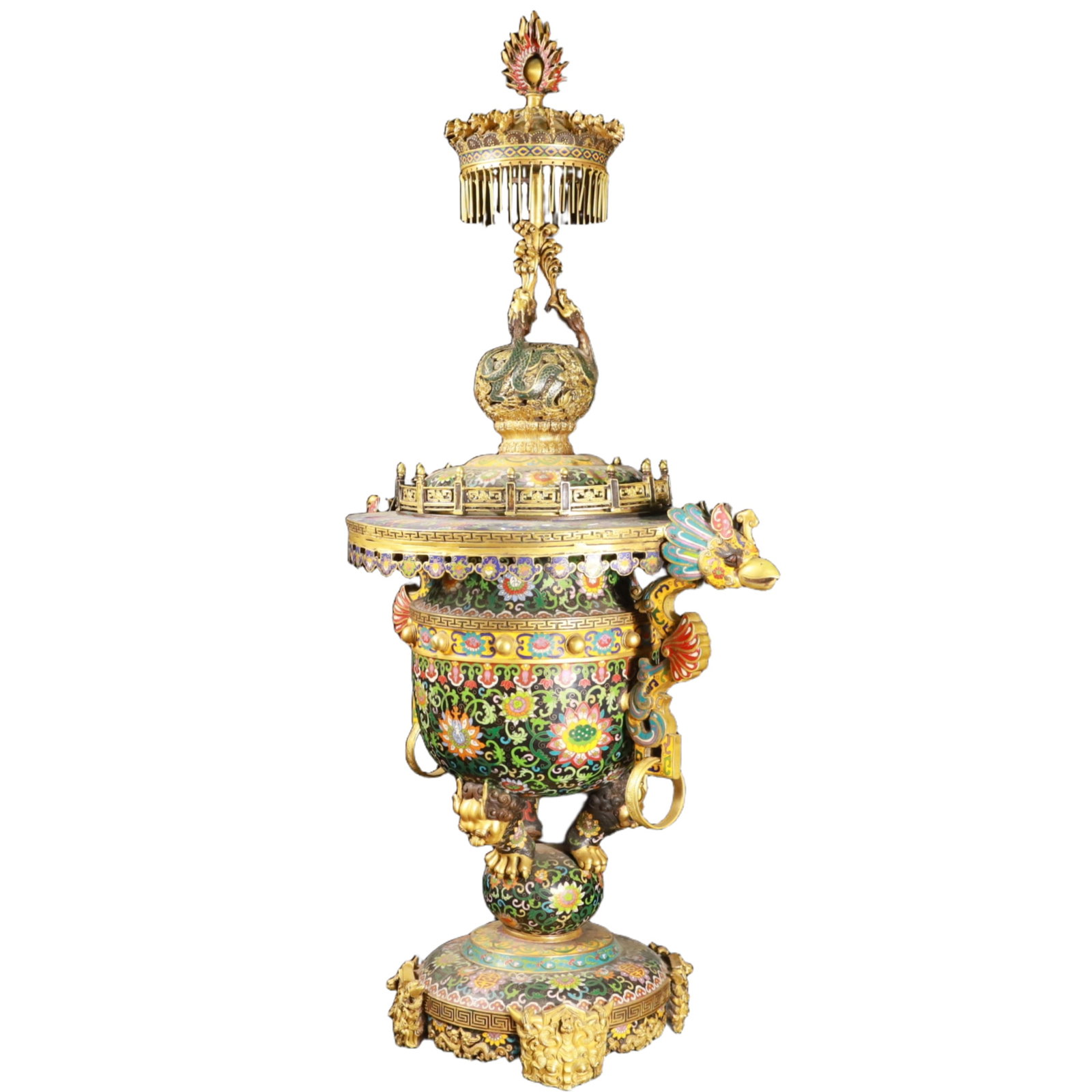 An Exquisite Cloisonne Lotus Pattern Double-Ears Censer - 2