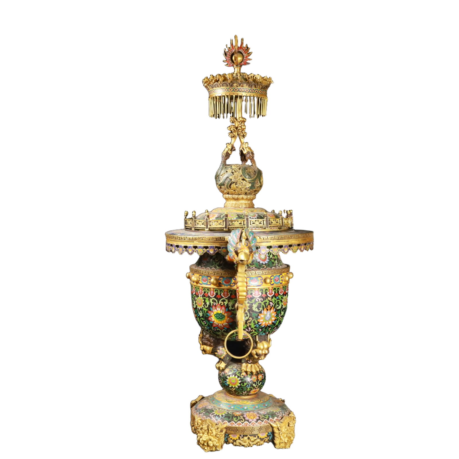 An Exquisite Cloisonne Lotus Pattern Double-Ears Censer - 3