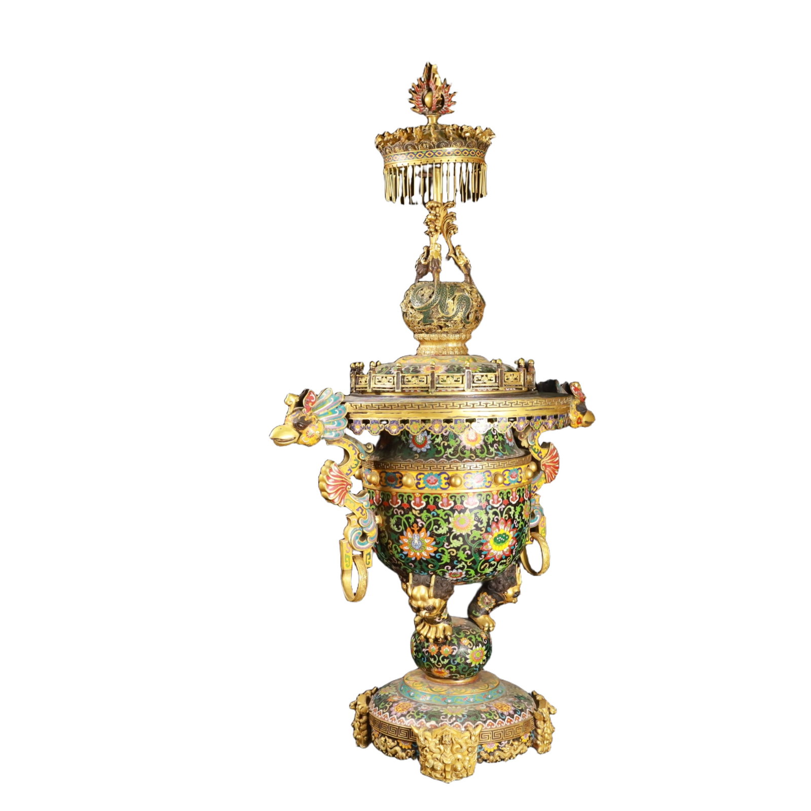 An Exquisite Cloisonne Lotus Pattern Double-Ears Censer - 4