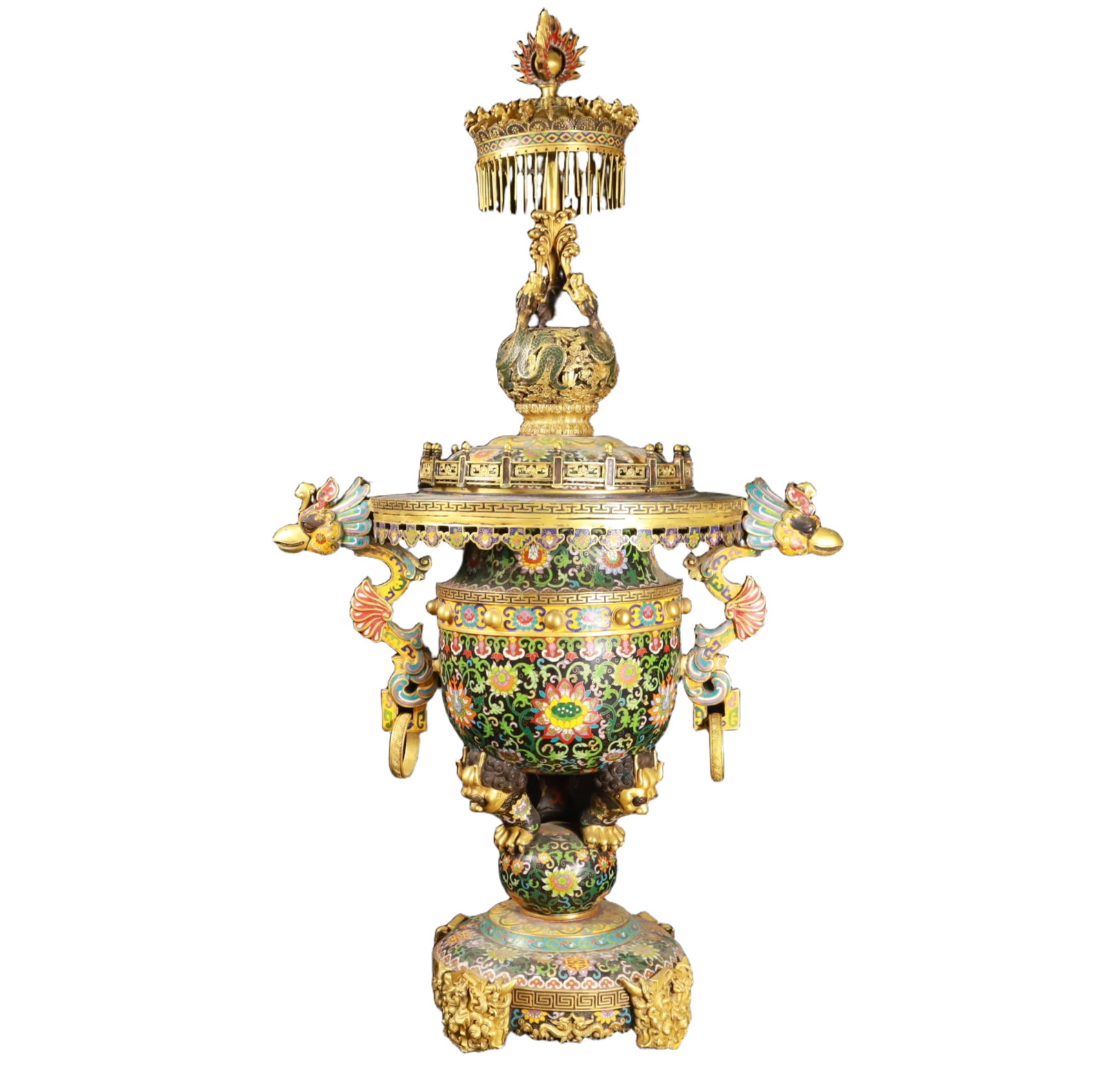 An Exquisite Cloisonne Lotus Pattern Double-Ears Censer - 5