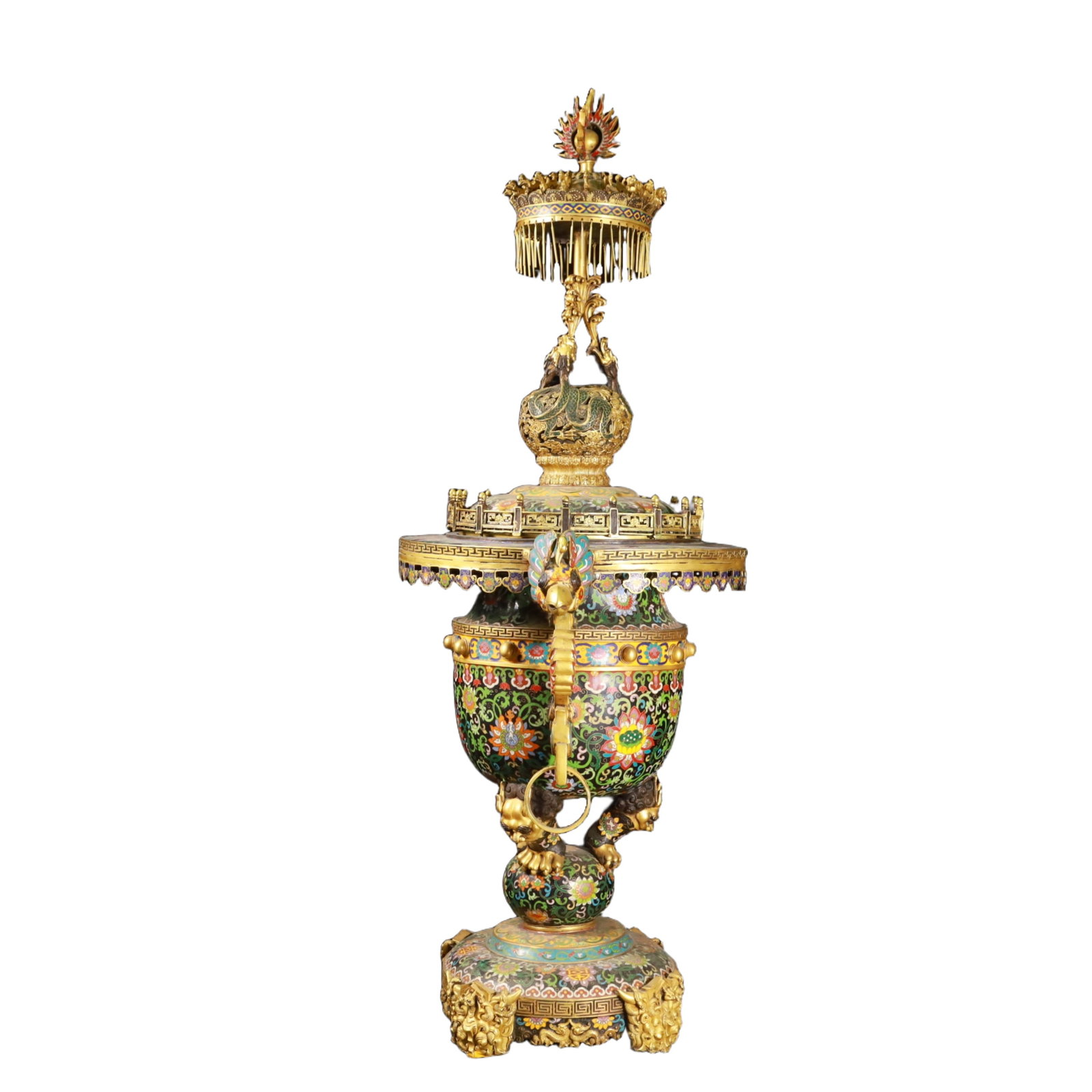 An Exquisite Cloisonne Lotus Pattern Double-Ears Censer - 6