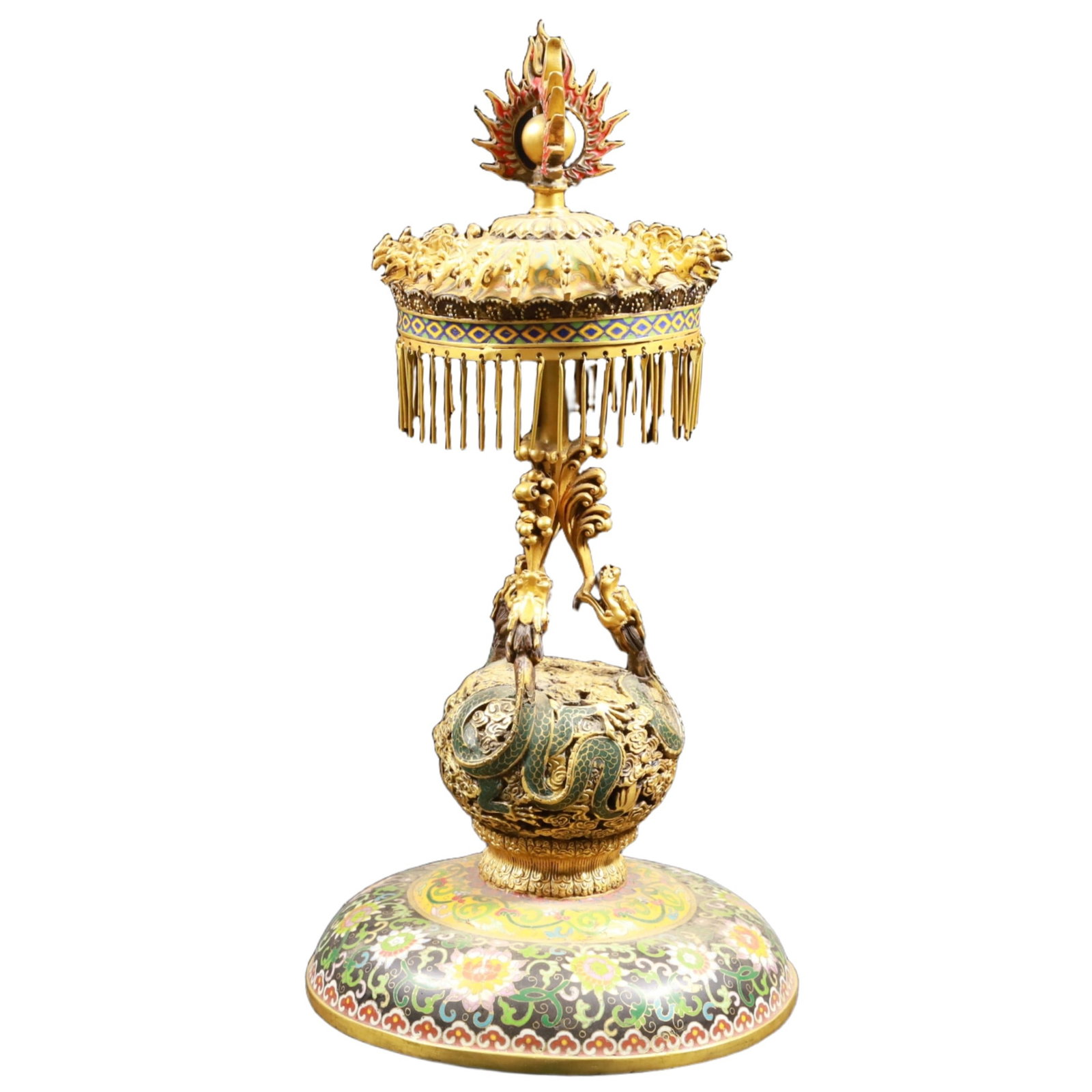 An Exquisite Cloisonne Lotus Pattern Double-Ears Censer - 8