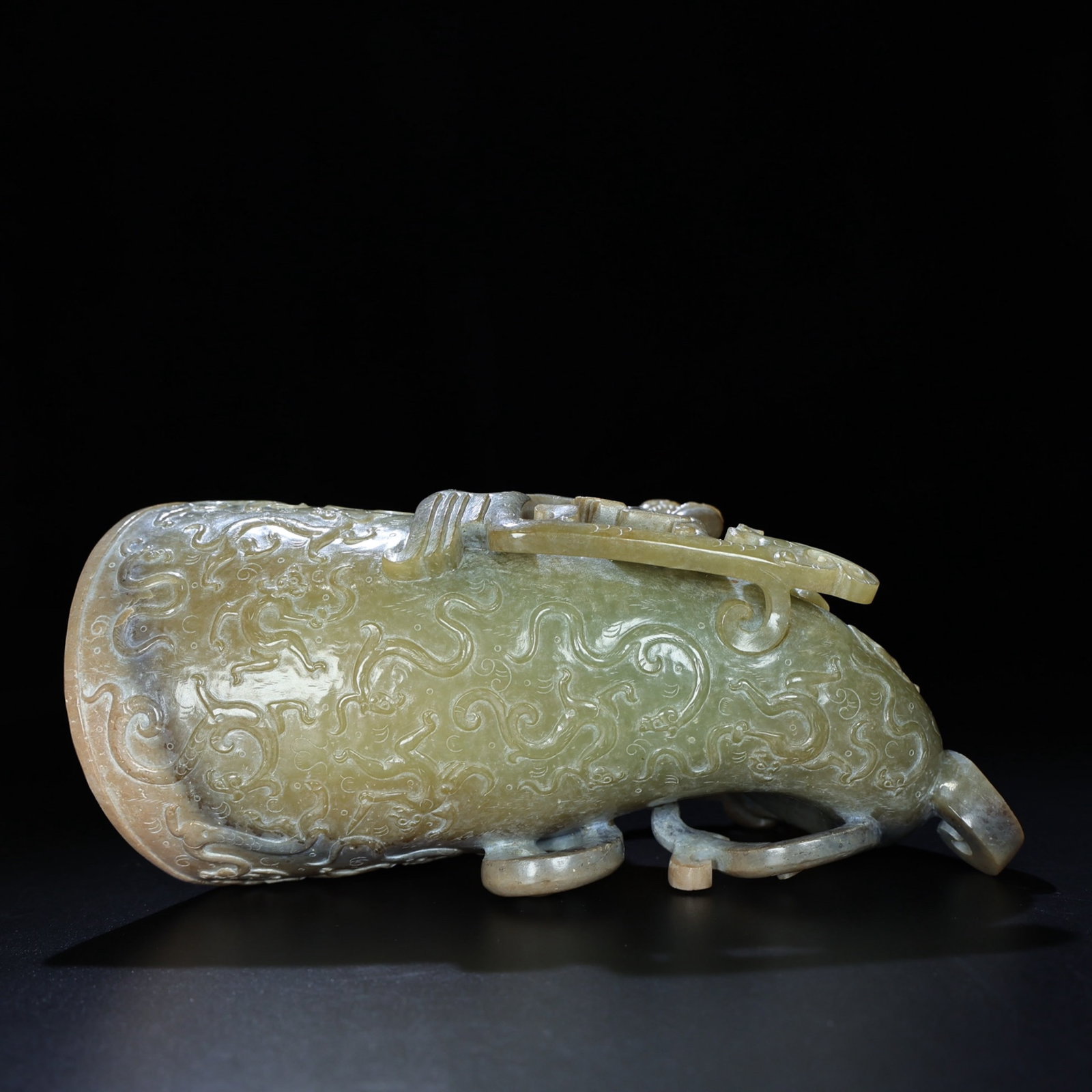 An Exquisite White Jade Dragon Pattern Cup - 9