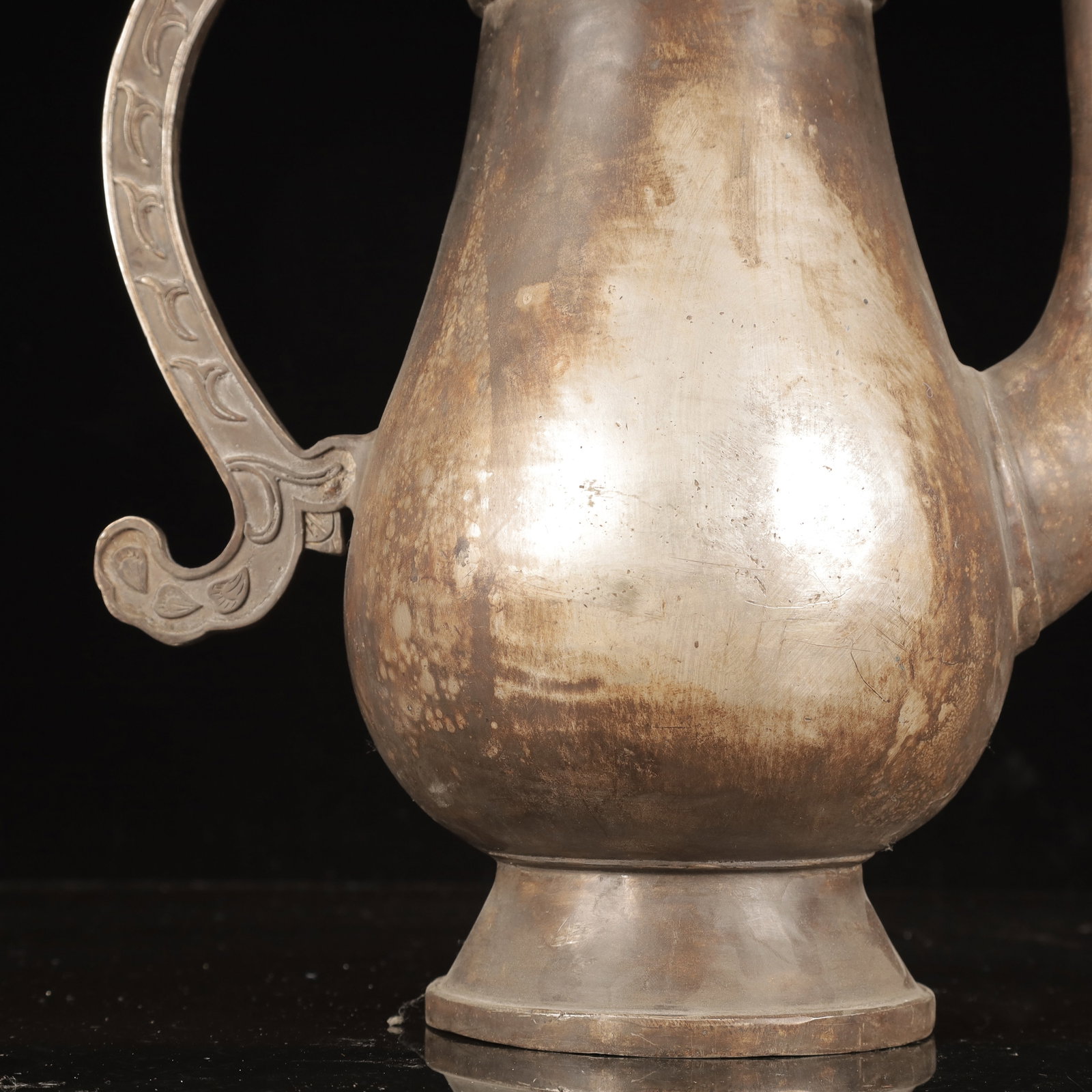 A Huge Silver-Plated Bronze Peacock Pattern Ewer - 5