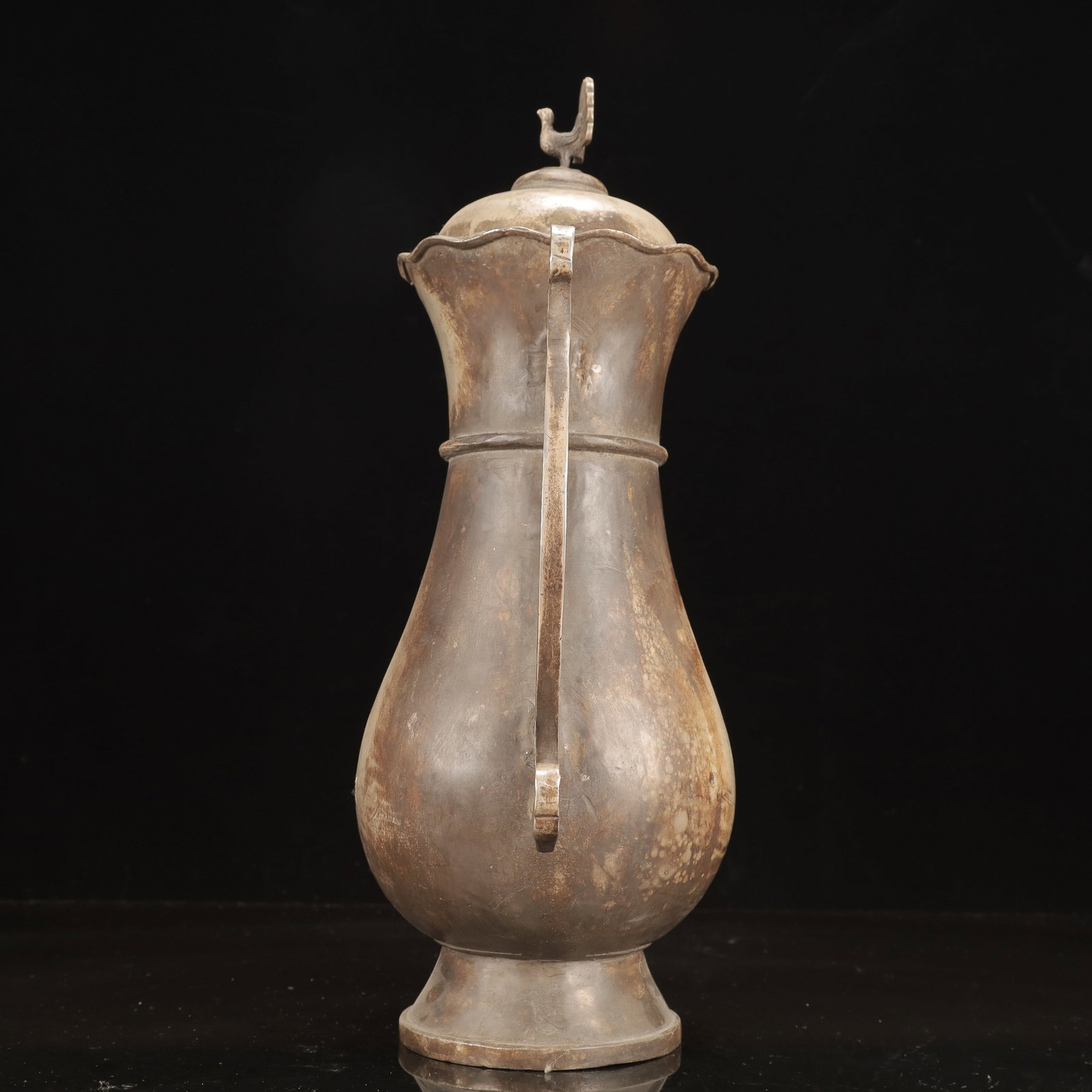 A Huge Silver-Plated Bronze Peacock Pattern Ewer - 7