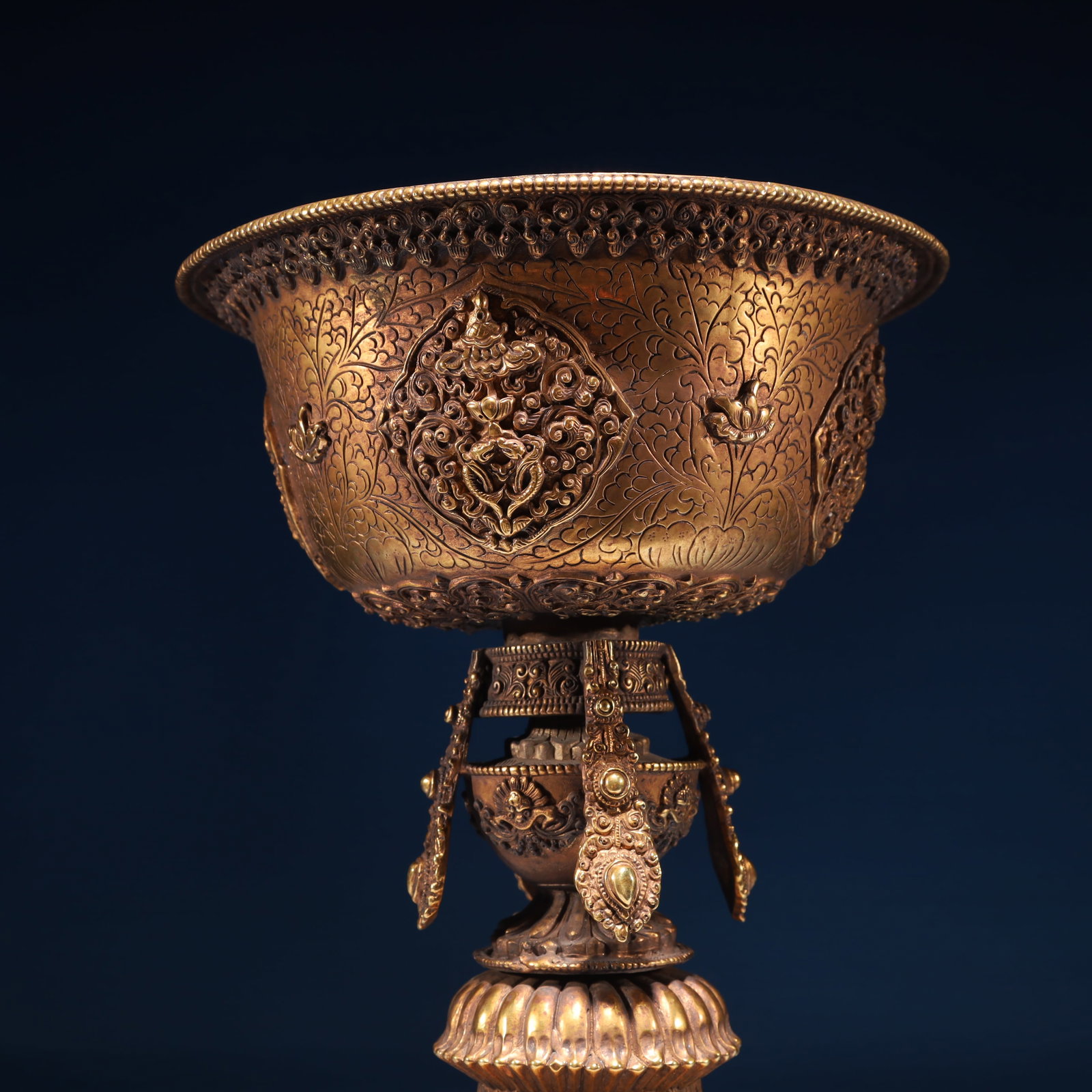 An Exquisite Gilt Bronze Eight Treasures Pattern Candlestick - 2