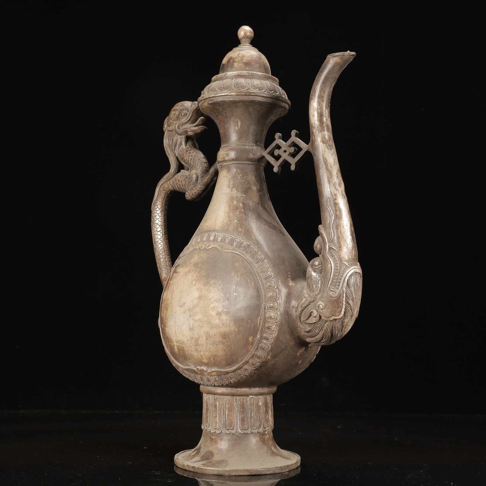 A Huge Silver-Plated Bronze Dragon Pattern Ewer - 7