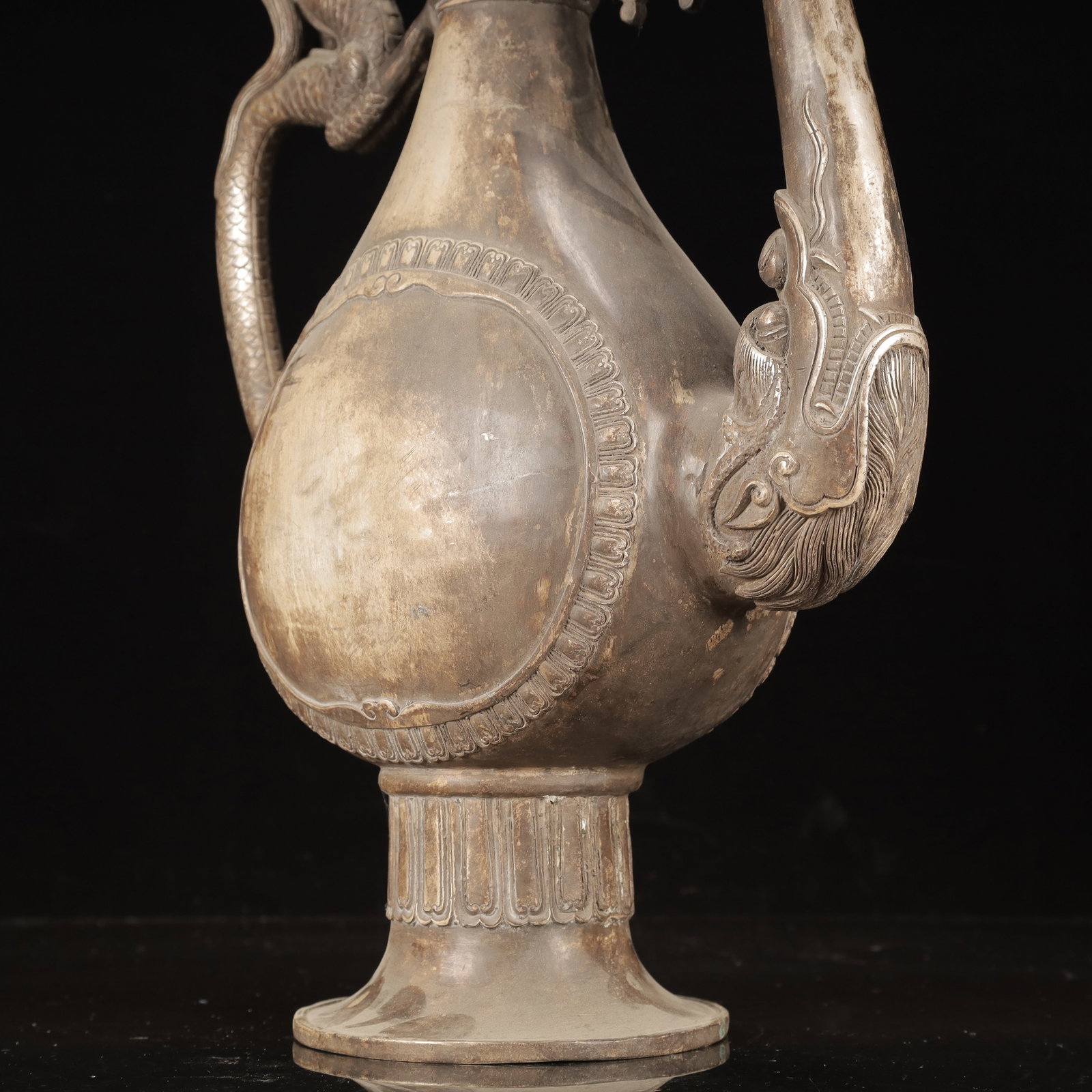 A Huge Silver-Plated Bronze Dragon Pattern Ewer - 9