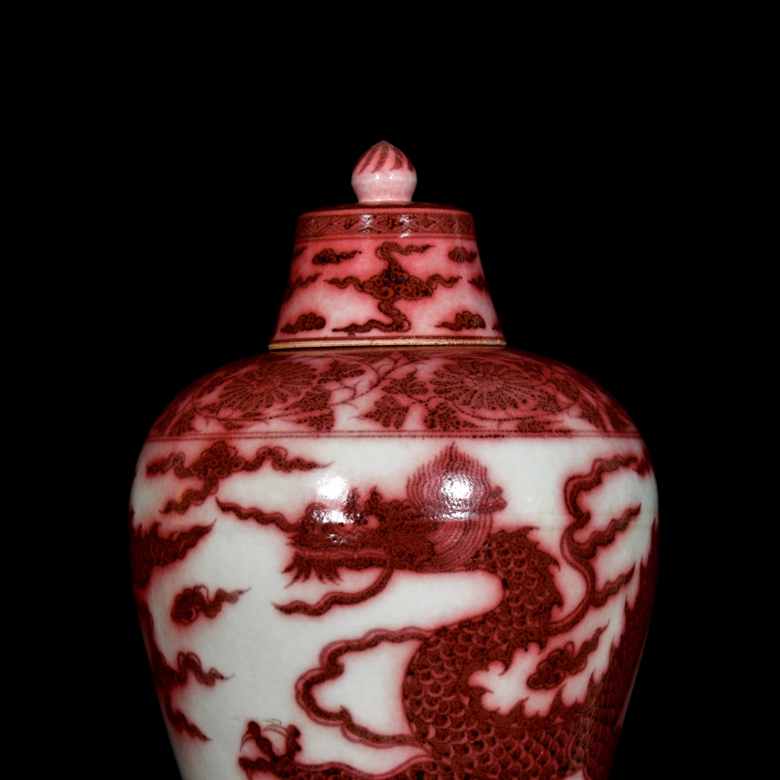 A Huge Underglaze-Red Auspicious Cloud and Dragon Pattern Bottle - 2