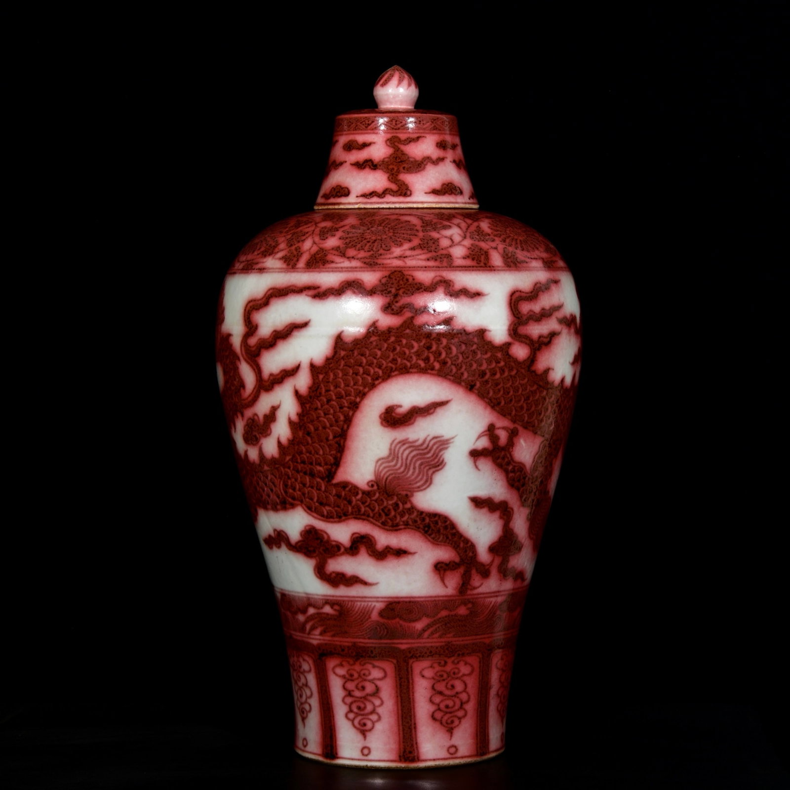 A Huge Underglaze-Red Auspicious Cloud and Dragon Pattern Bottle - 5