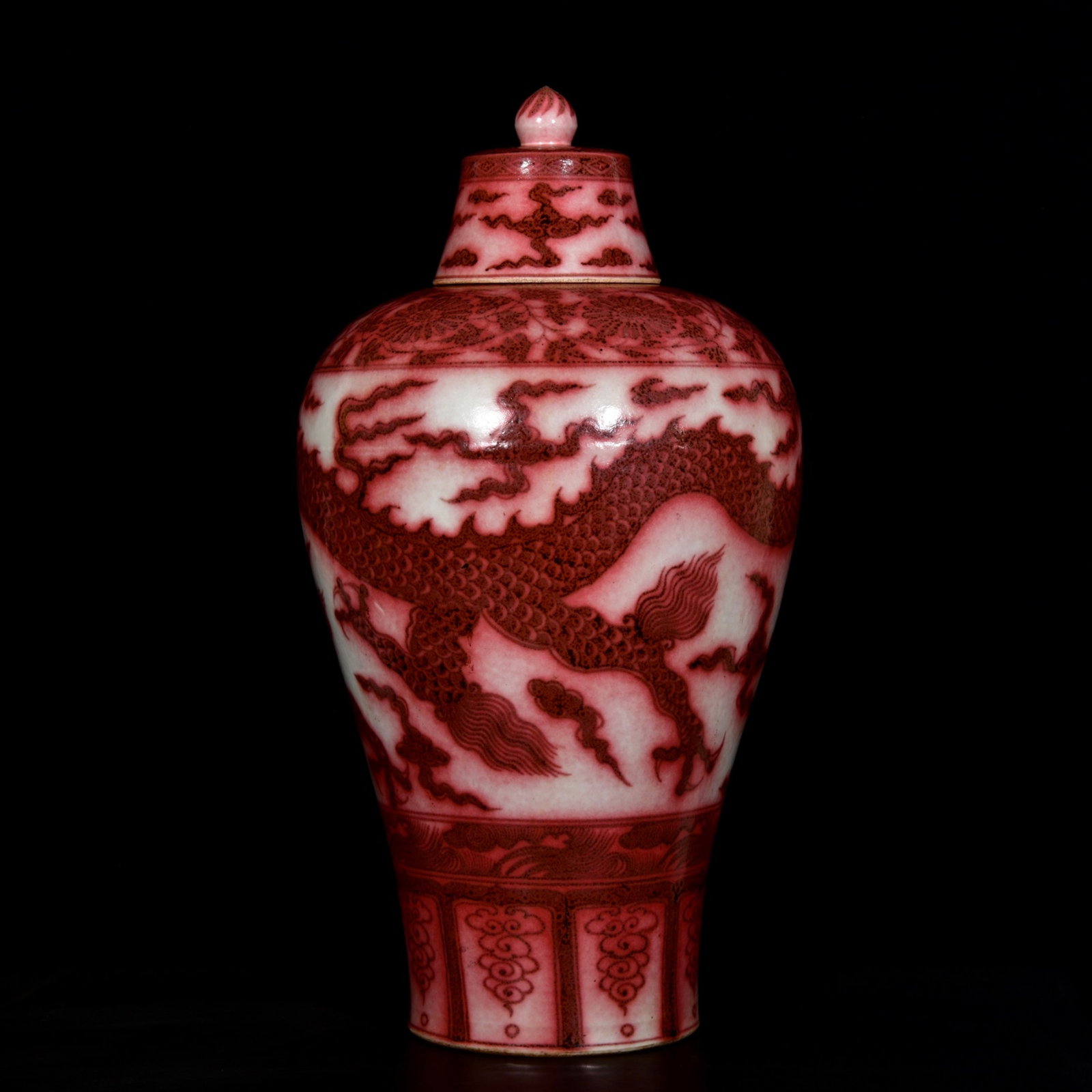 A Huge Underglaze-Red Auspicious Cloud and Dragon Pattern Bottle - 6