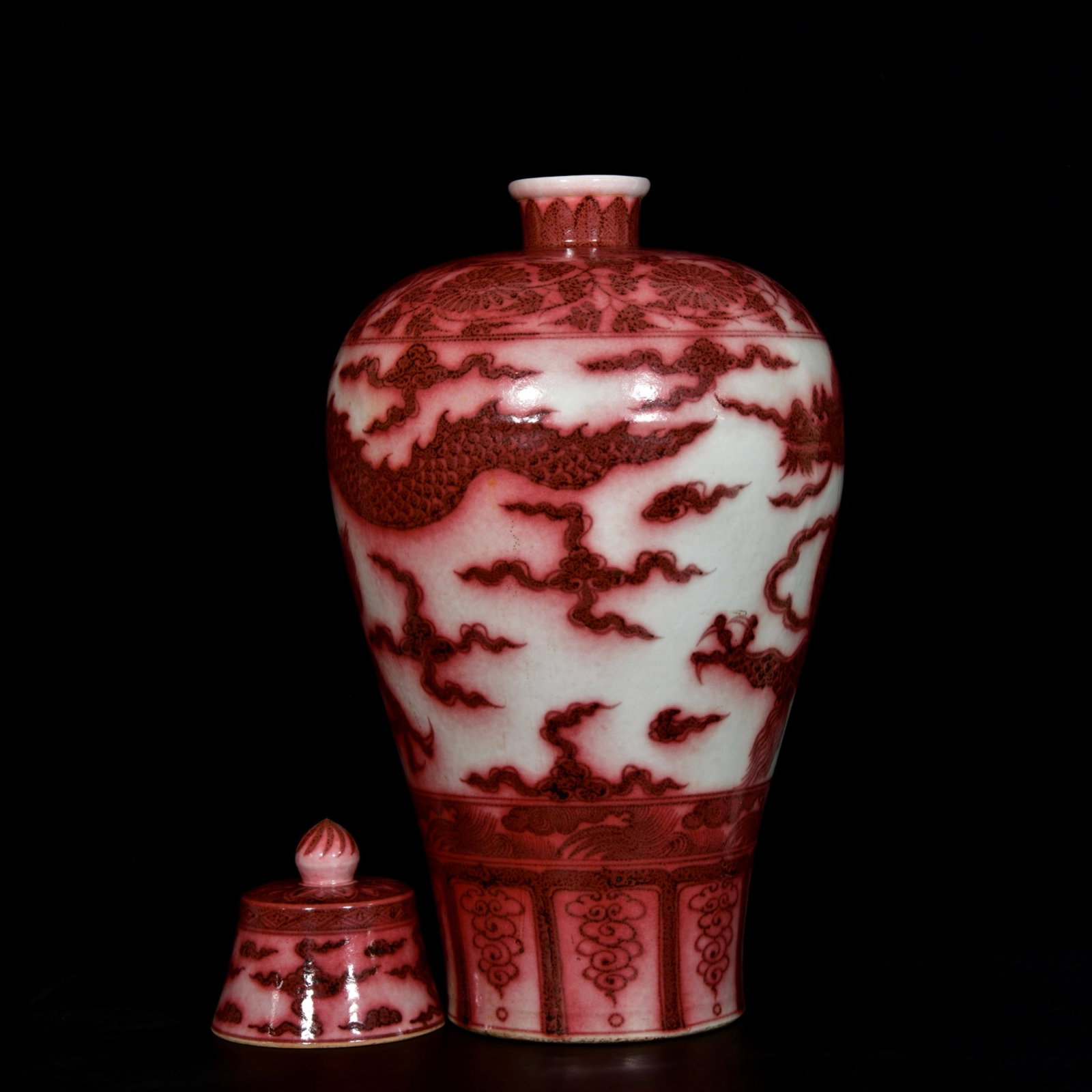 A Huge Underglaze-Red Auspicious Cloud and Dragon Pattern Bottle - 7