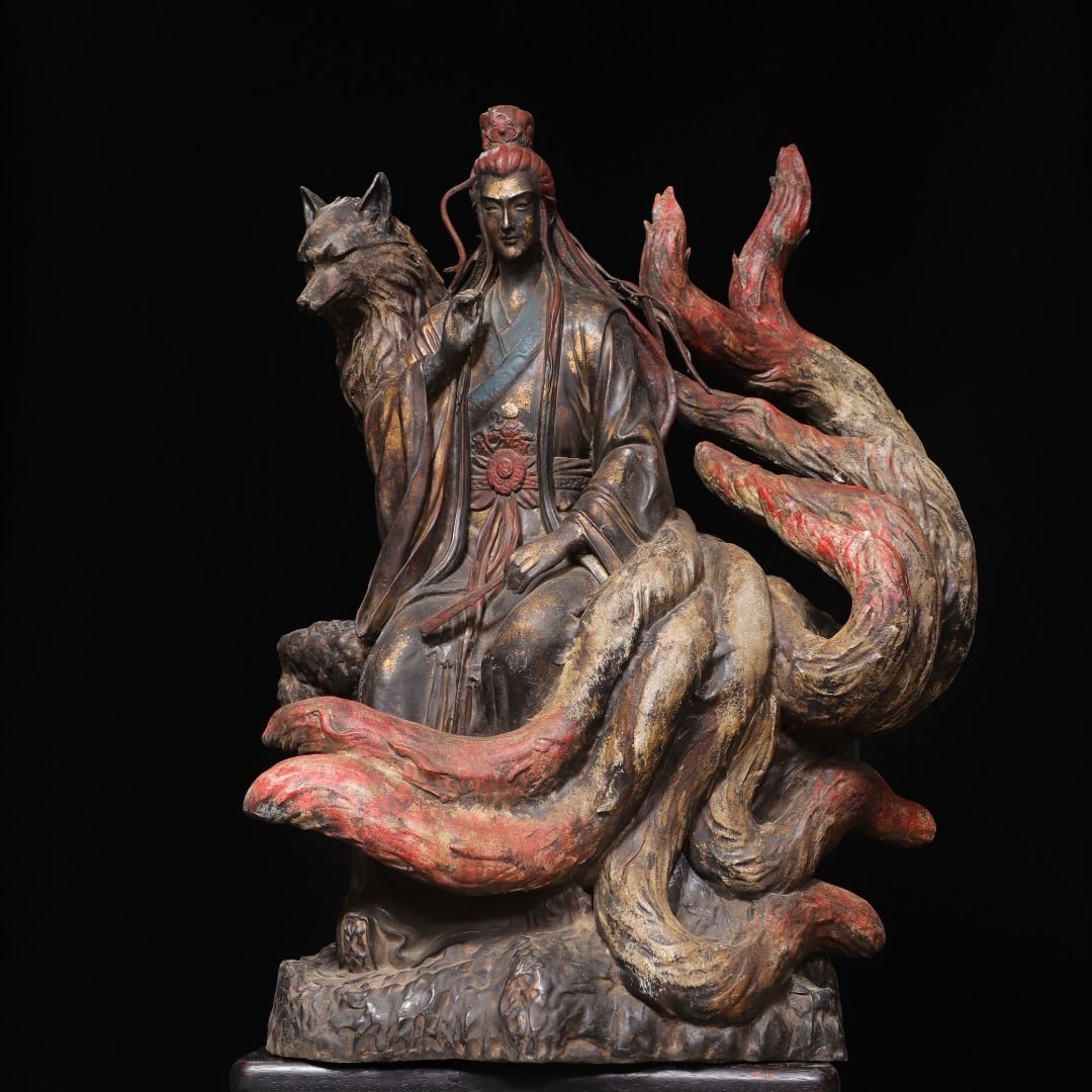 A Exquisite Gold-Foiled Bronze Figures Ornament: A Exquisite Gold-Foiled Bronze Figures Ornament,Qing Dynasty, China,Size:28.7inx20.5inx13.8in,Weight:32800g 铜拓金人物摆件,中国清代
