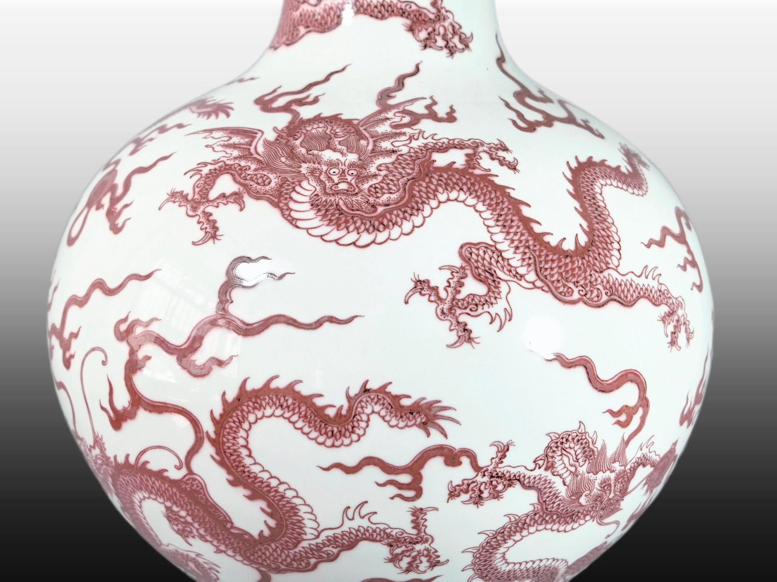 A Exquisite Underglaze-Red Dragon Pattern Vase - 6