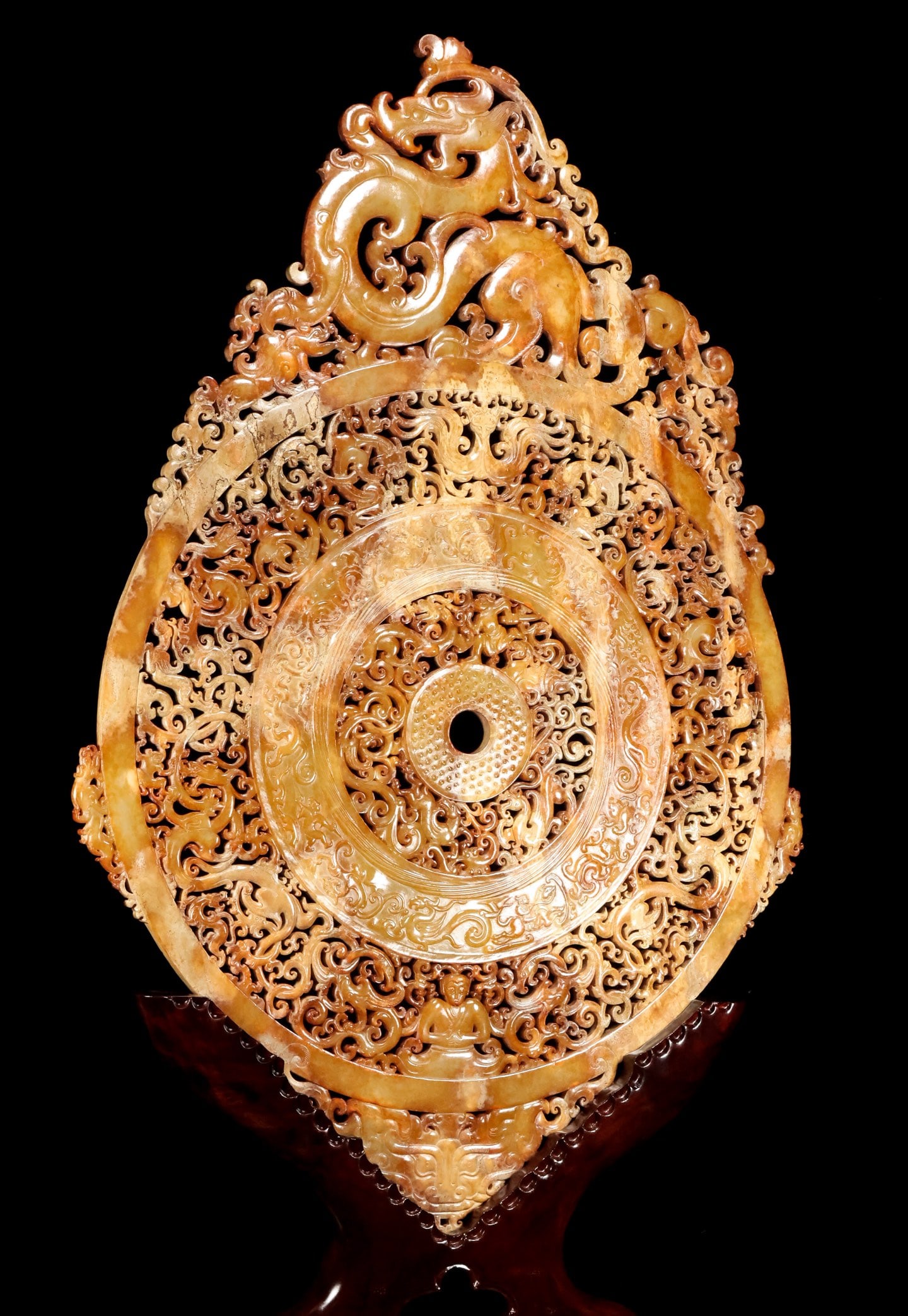 A Exquisite Hotan Jade Dragon Pattern Jade Bi - 2