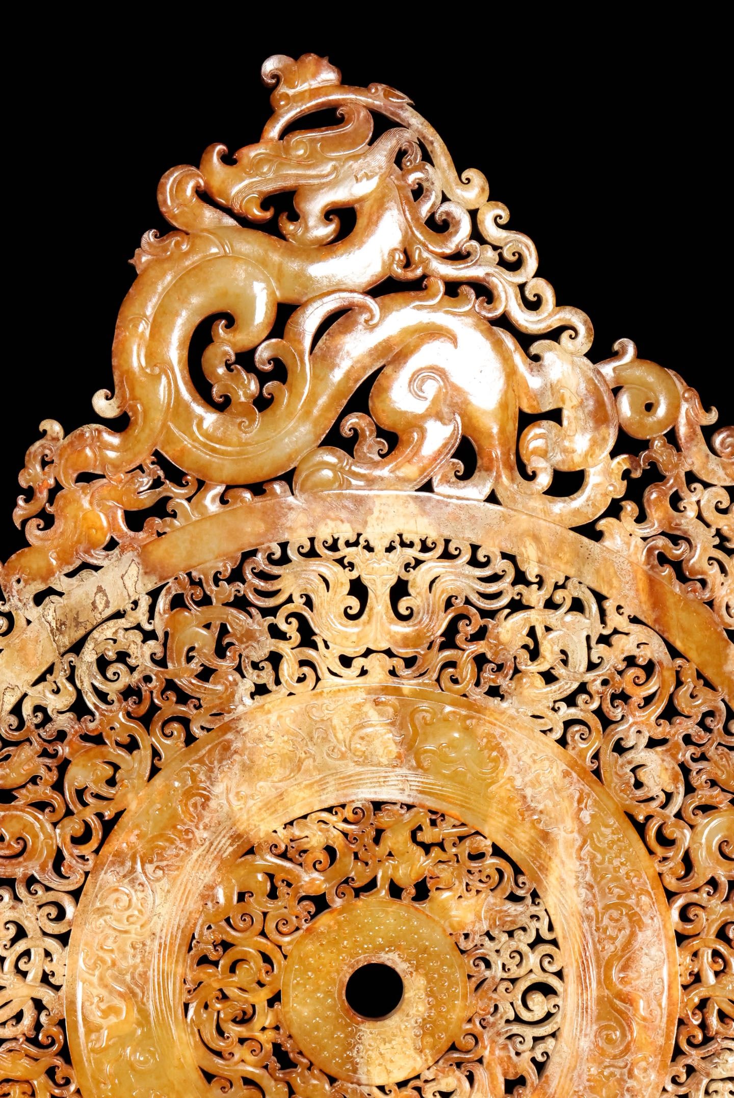 A Exquisite Hotan Jade Dragon Pattern Jade Bi - 3