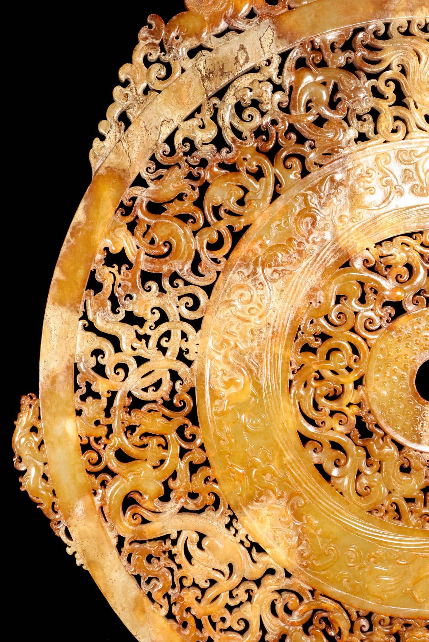 A Exquisite Hotan Jade Dragon Pattern Jade Bi - 4