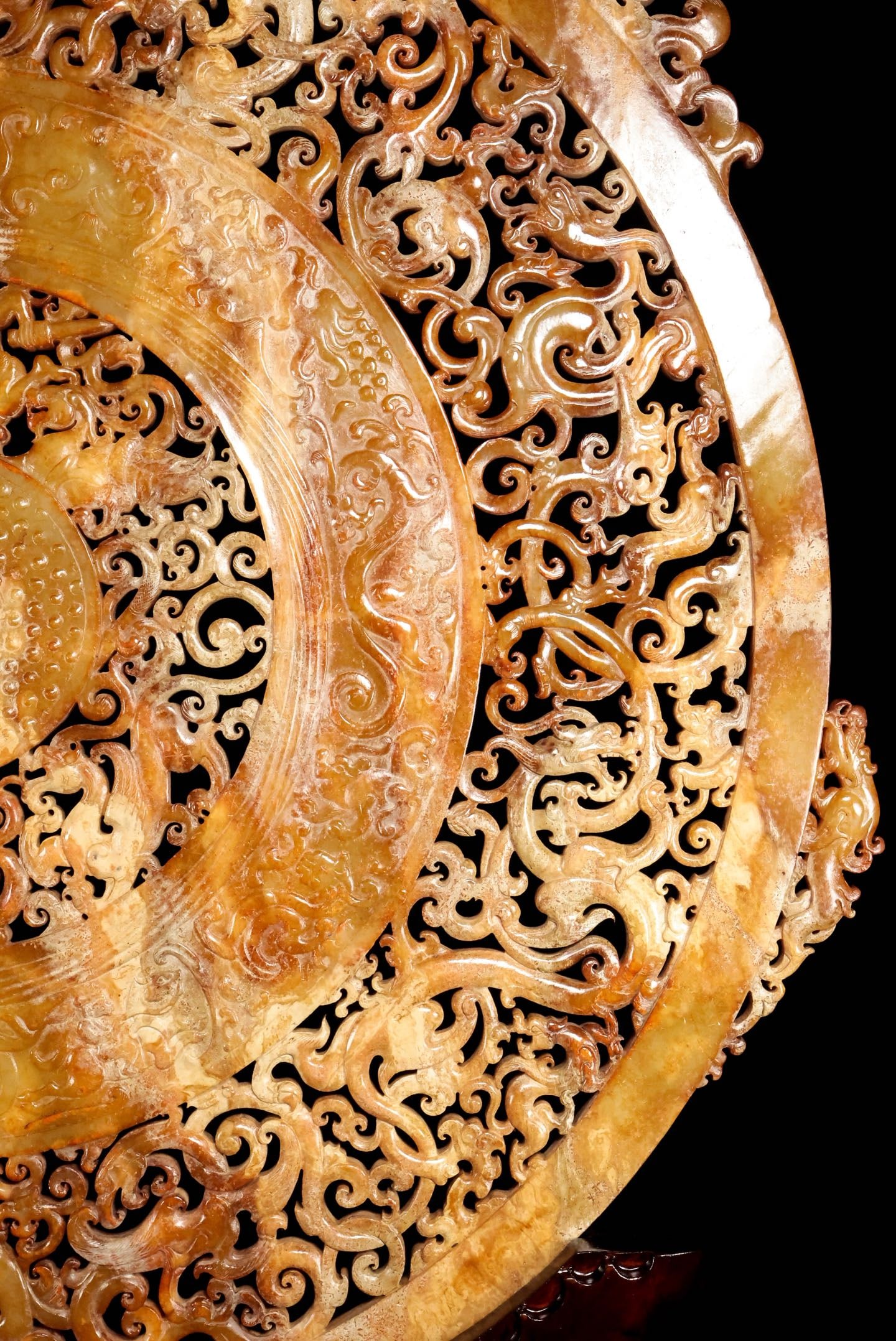 A Exquisite Hotan Jade Dragon Pattern Jade Bi - 5
