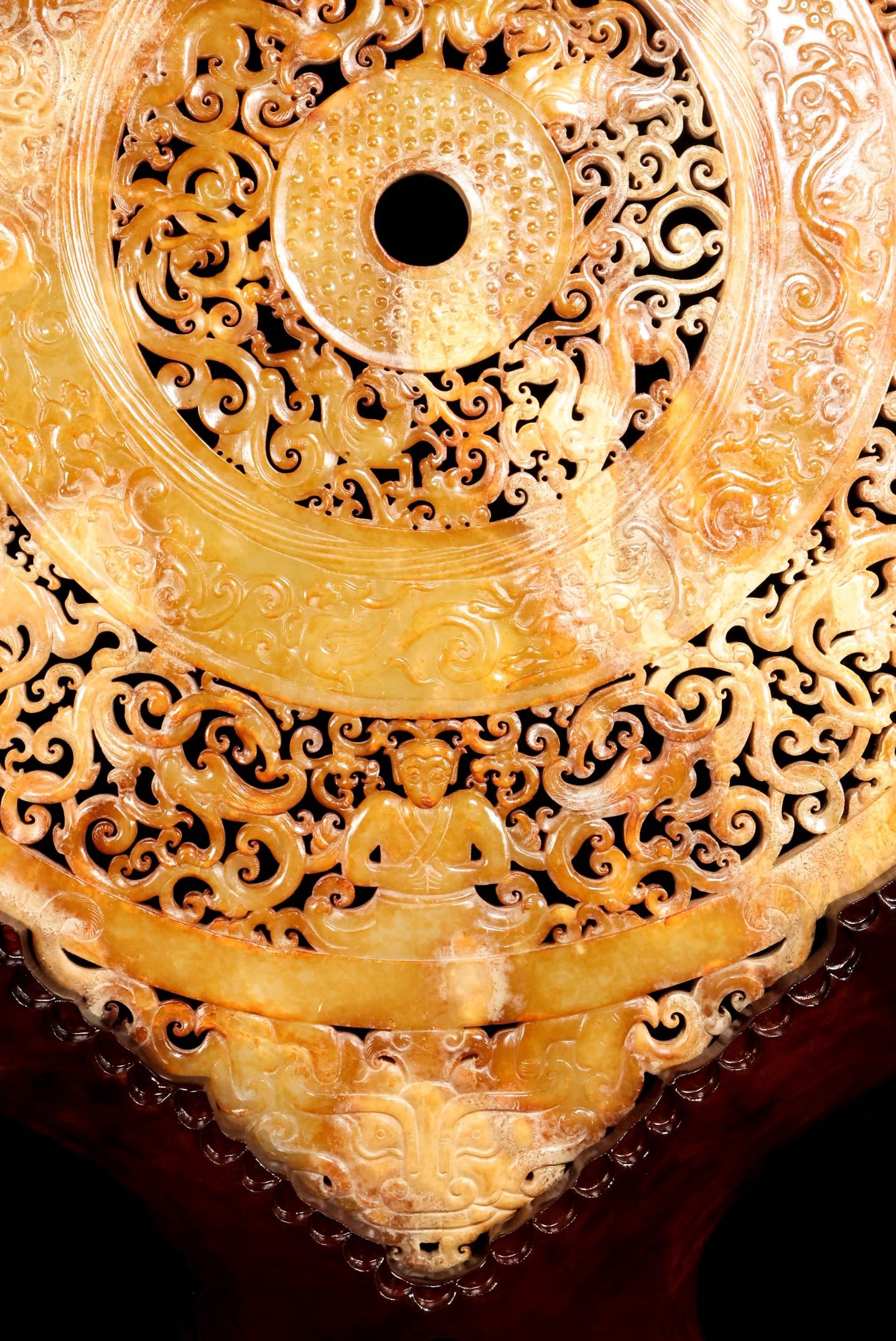 A Exquisite Hotan Jade Dragon Pattern Jade Bi - 7