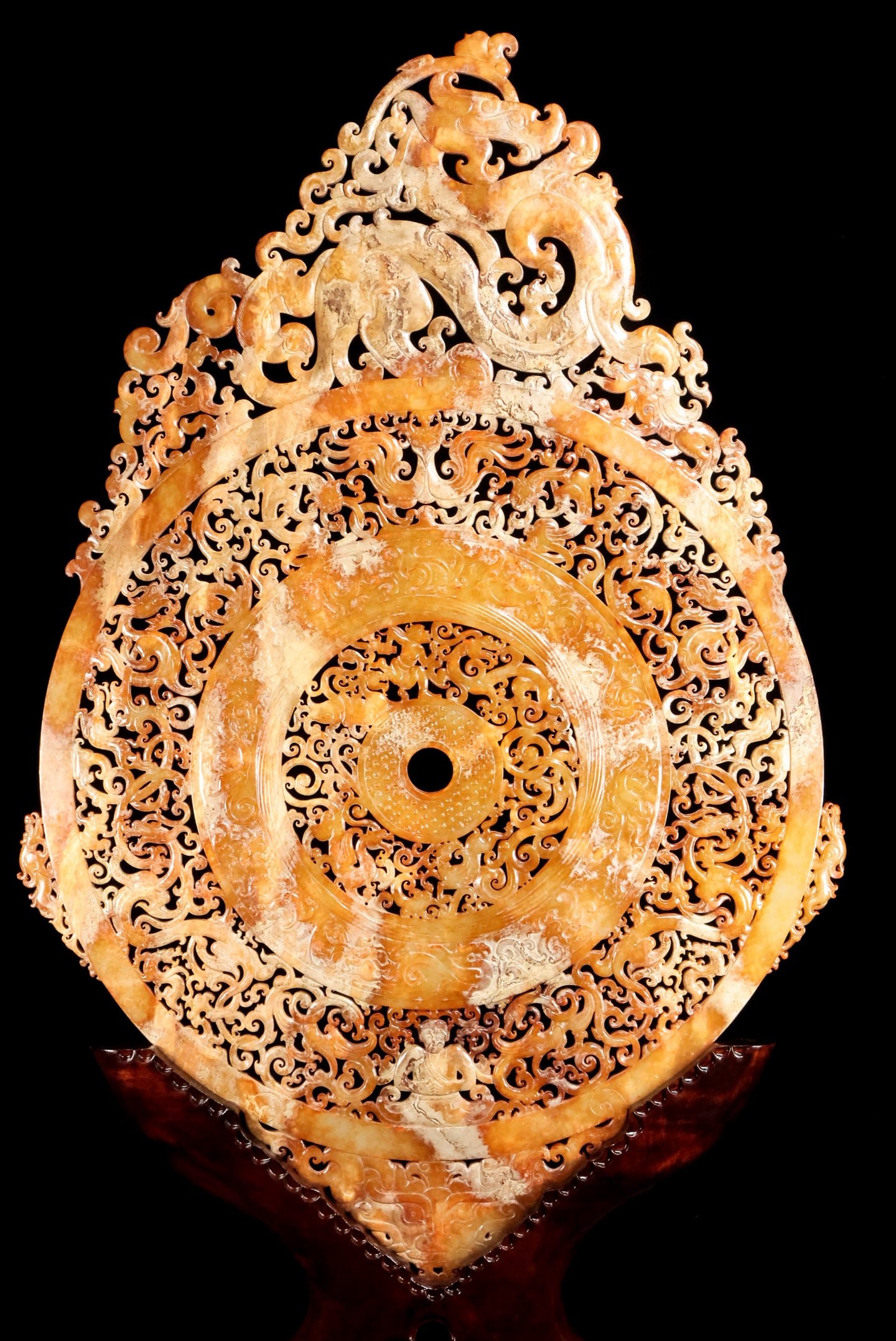 A Exquisite Hotan Jade Dragon Pattern Jade Bi - 8