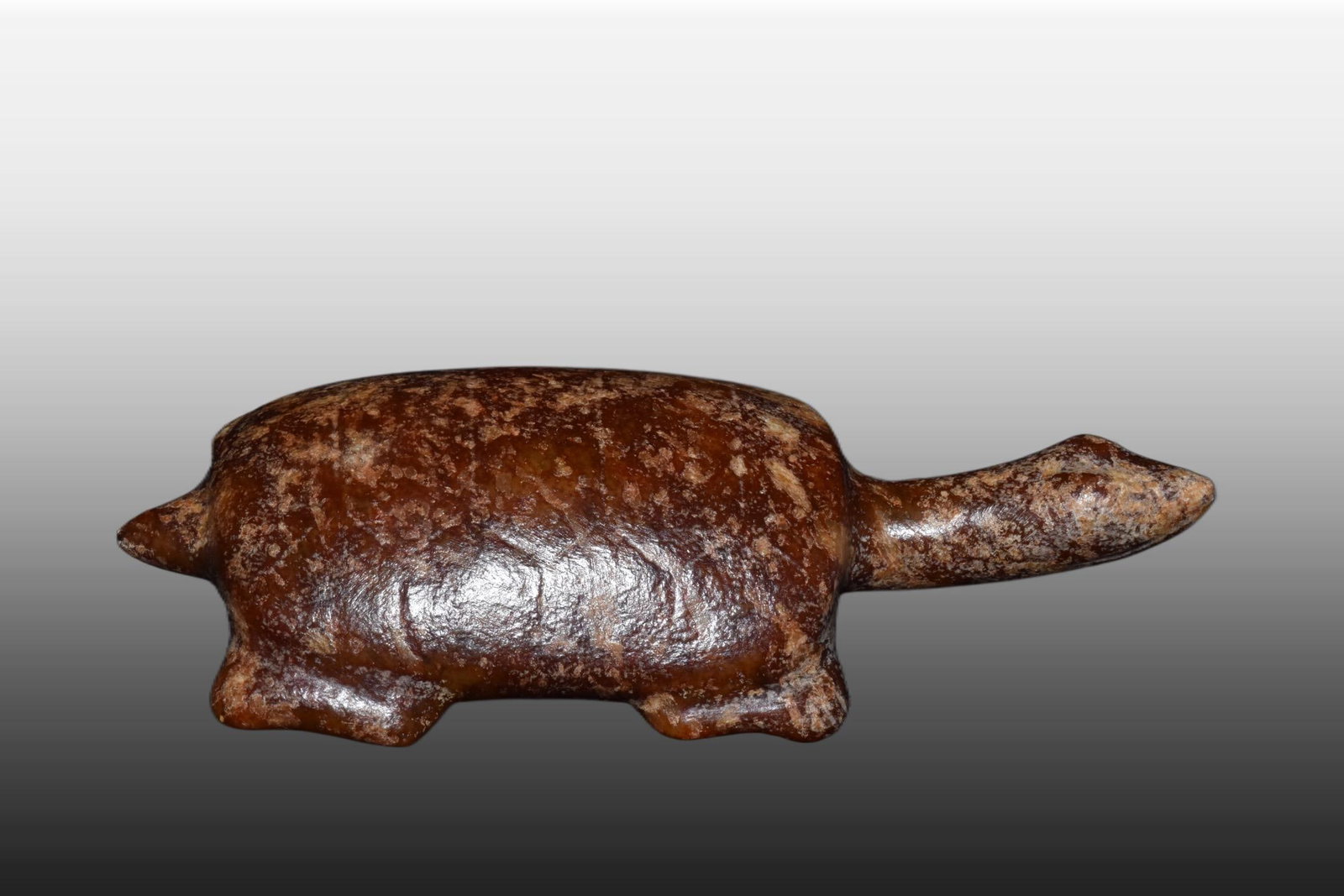 A Exquisite Gaogu Jade Tortoise Ornament: A Exquisite Gaogu Jade Tortoise Ornament,Ancient Time, China,Size:3inx6.5inx6.3in,Weight:390g 高古玉龟摆件,远古时期