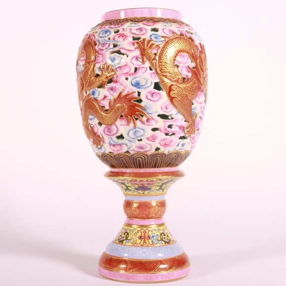 A Exquisite Enamel Dragon Pattern Lamp Cover - 4
