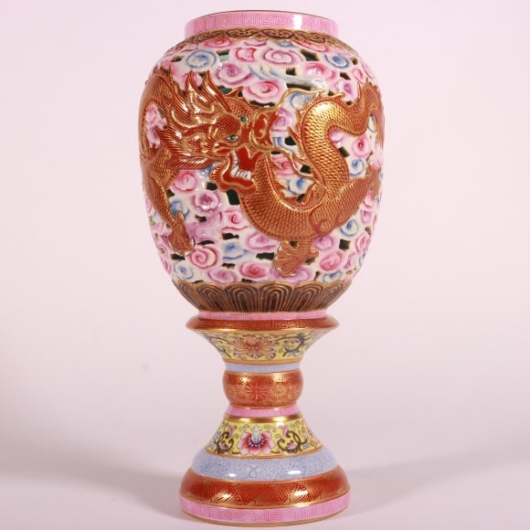 A Exquisite Enamel Dragon Pattern Lamp Cover - 5
