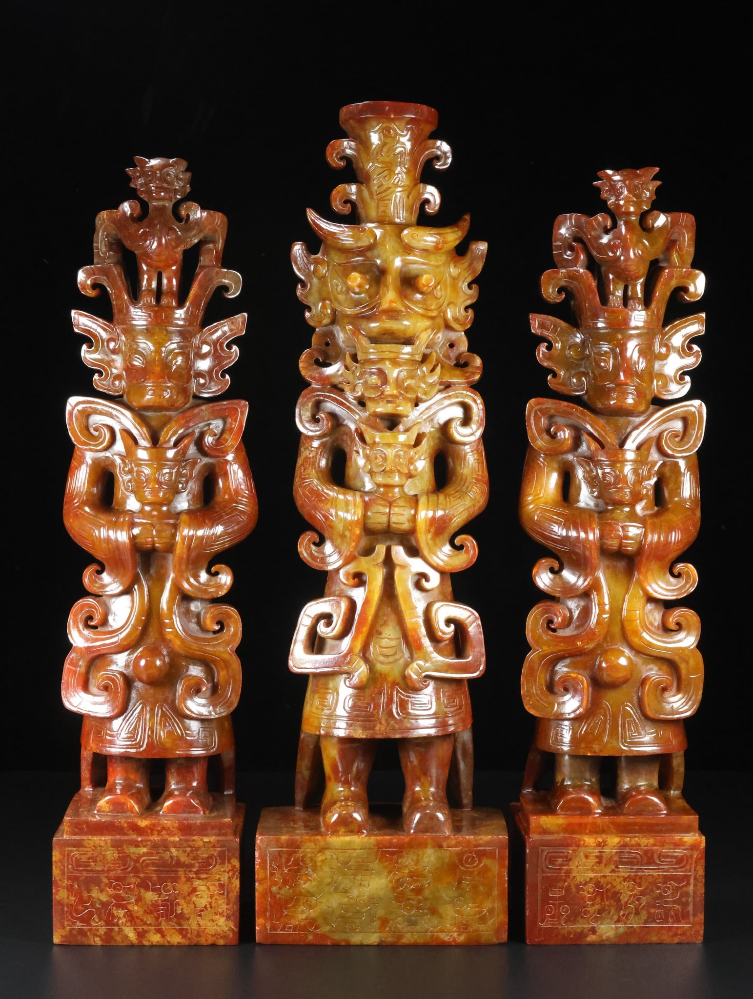 A Set of ExquisiteHotan Jade Figures Ornaments: A Set of ExquisiteHotan Jade Figures Ornaments,Hang Dynasty, China,Size:4.7inx2.8inx15.6in,Weight:10553g