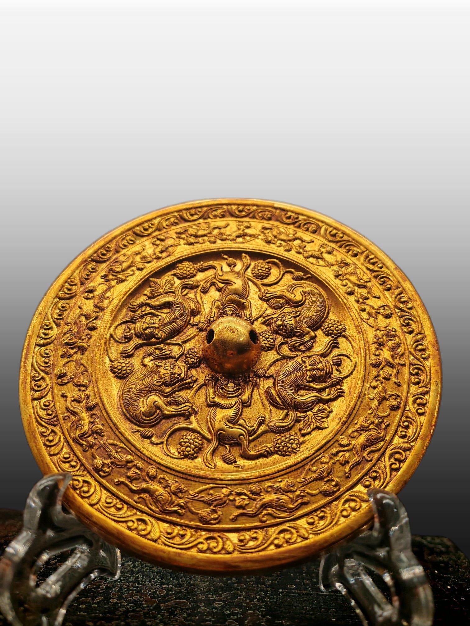 A Exquisite Gilt Bronze Auspicious Beast Pattern Mirror - 3