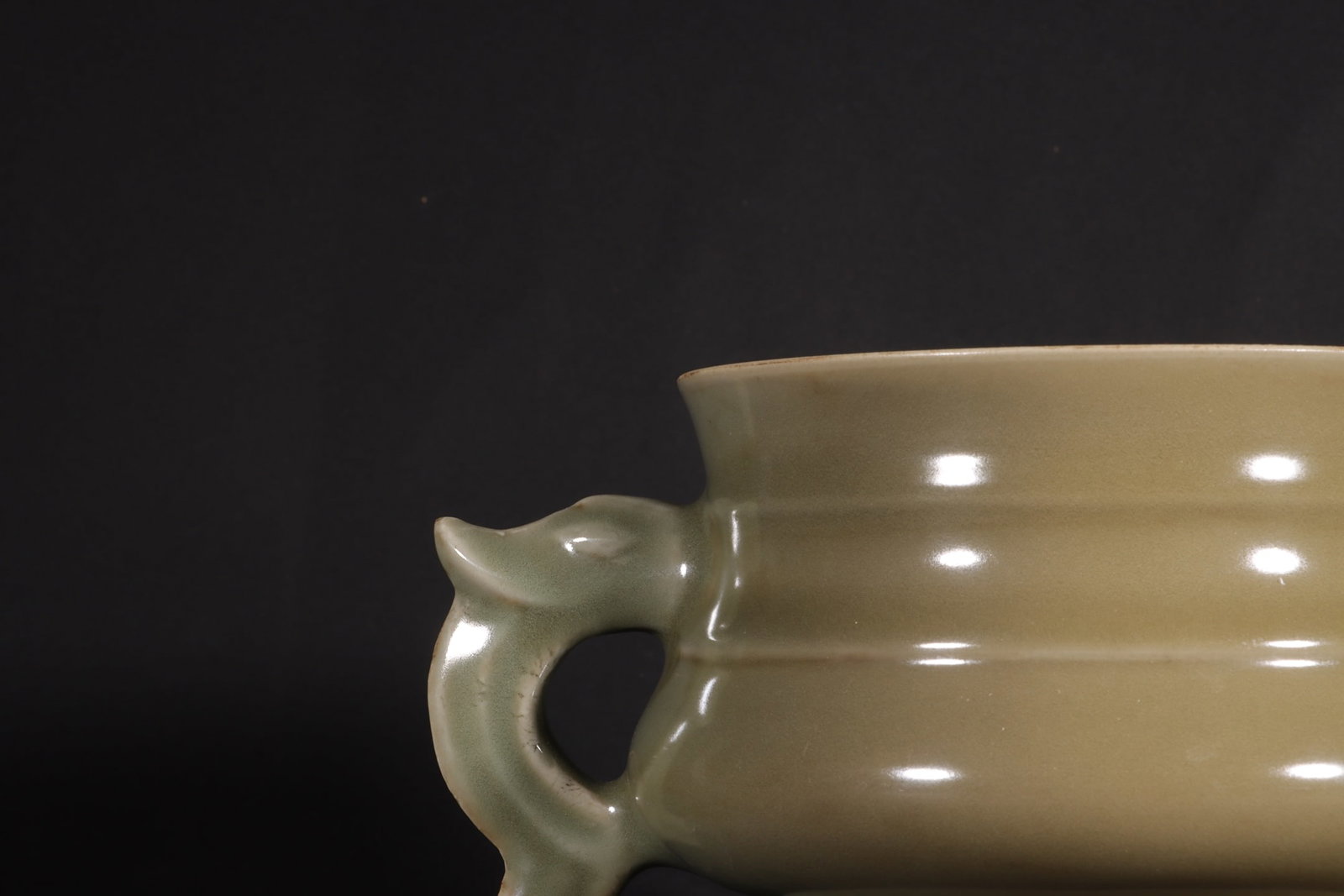 A Exquisite Longquan Yao Celadon Glazed String Pattern Censer - 5