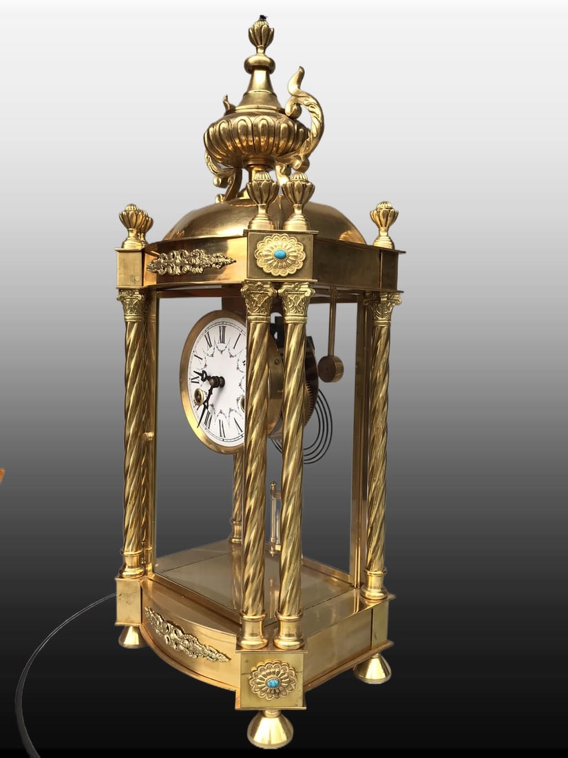 A Exquisite Gilt Bronze Mantel Clock - 6