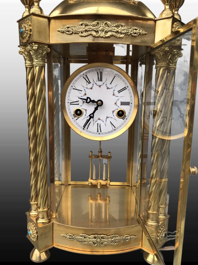 A Exquisite Gilt Bronze Mantel Clock - 7