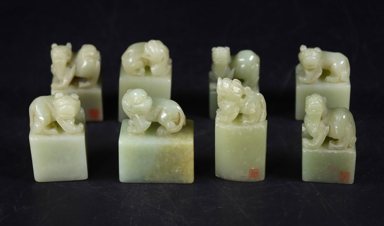 A Set of Exquisite Hotan Jade Auspicious Beast Seal: A Set of Exquisite Hotan Jade Auspicious Beast Seal,Qing Dynasty, China,Size:2.6inx1.2inx0.6in,1.6inx1.2inx0.6in,Weight:546g 一套和田玉瑞兽印章,&#