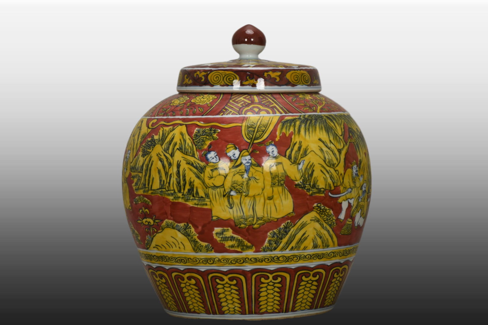 A Exquisite Yellow Color Figures Pattern Jar - 3