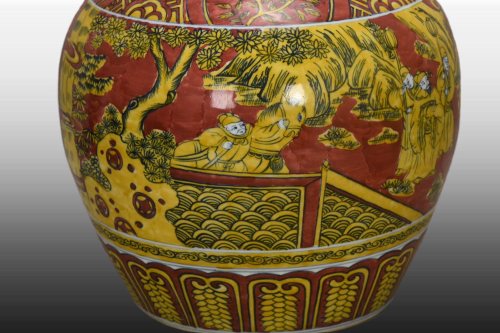 A Exquisite Yellow Color Figures Pattern Jar - 5