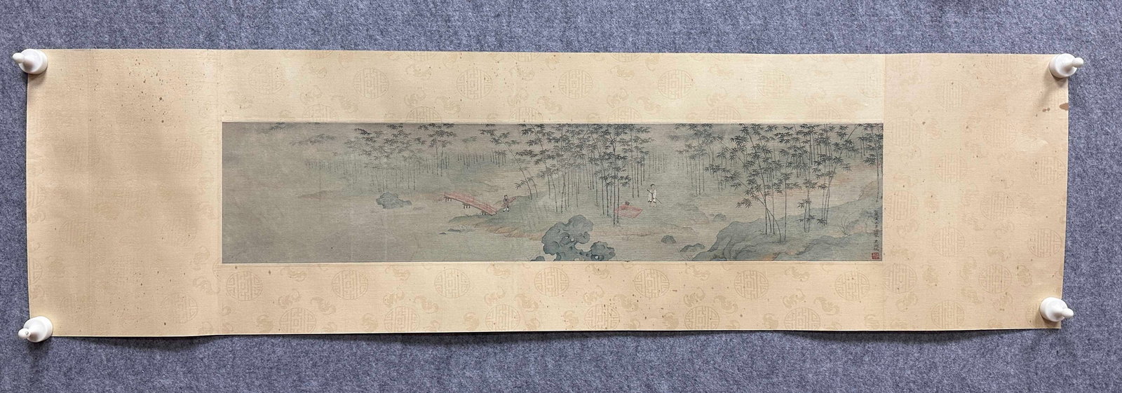 A Chinese Ink Figure and Story Painting on Silk: A Chinese Ink Figure and Story Painting on Silk,Modern Time of China,Wu Hufan,without frame size:31.9inx7.1in 一幅中国水墨绢本人物故&#