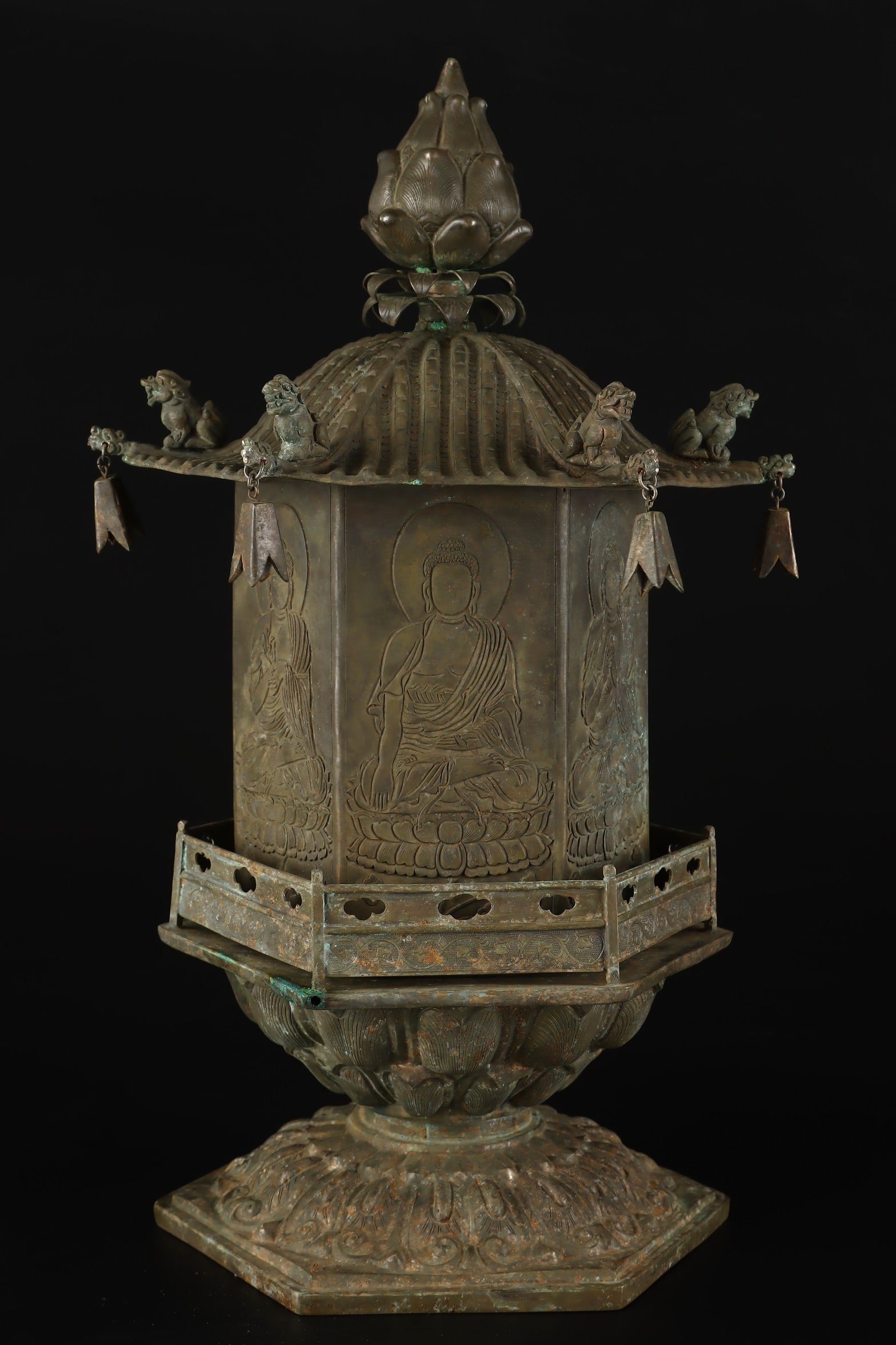 A Exquisite Copper Hexagonal Buddhist Niche - 3