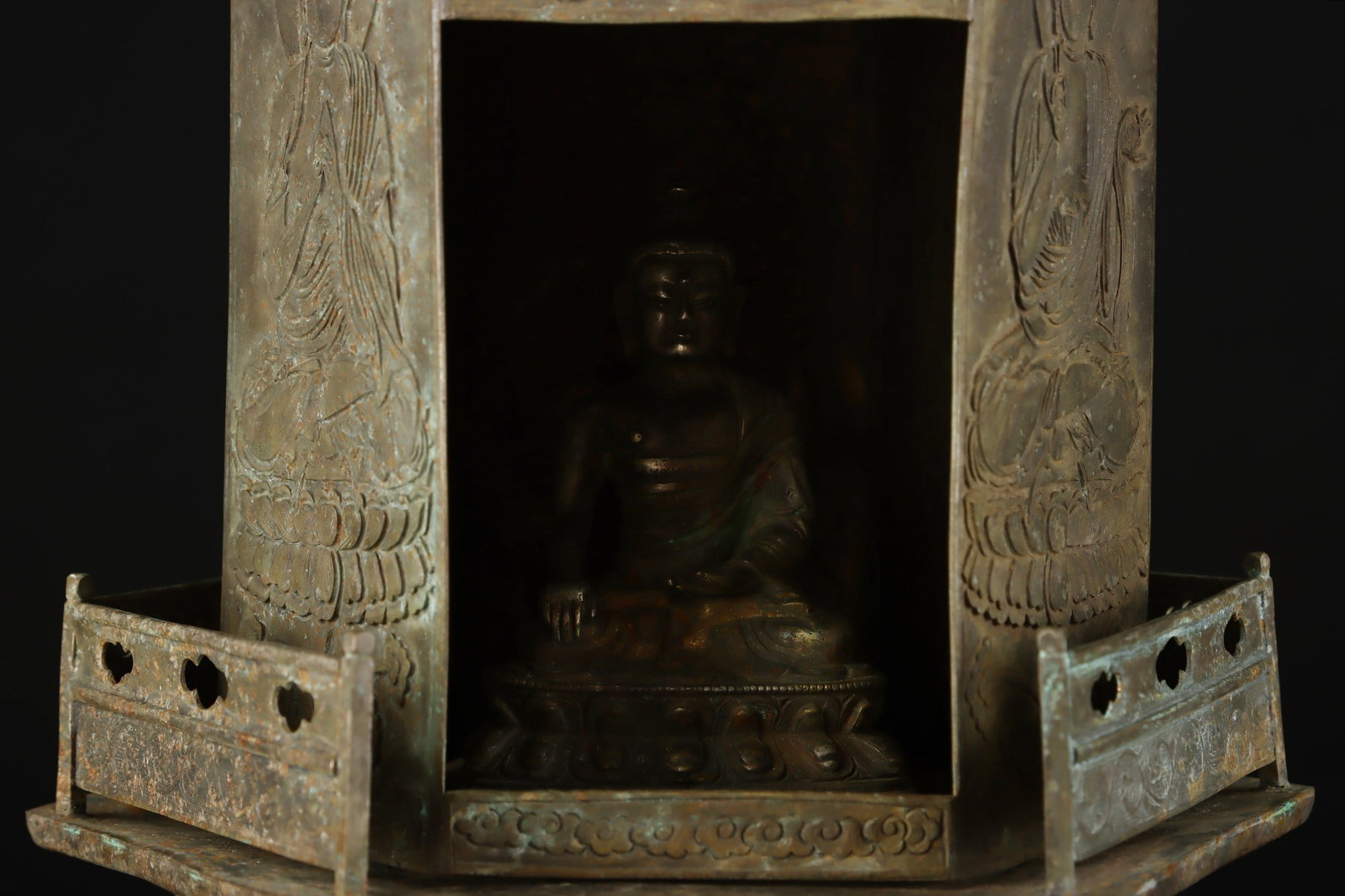 A Exquisite Copper Hexagonal Buddhist Niche - 6