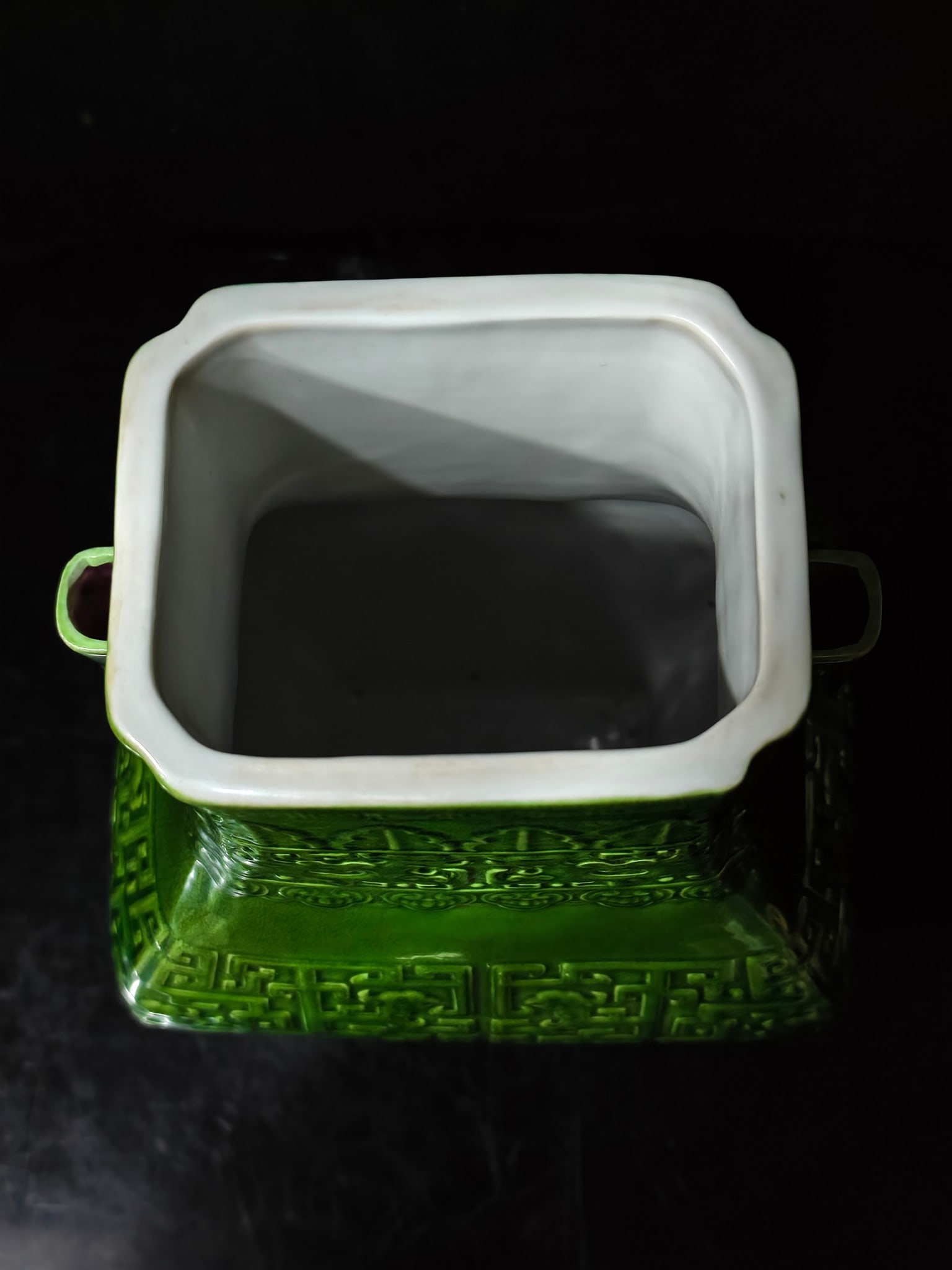 A Exquisite Green Glazed Dragon Pattern Double-Ears Vase - 4