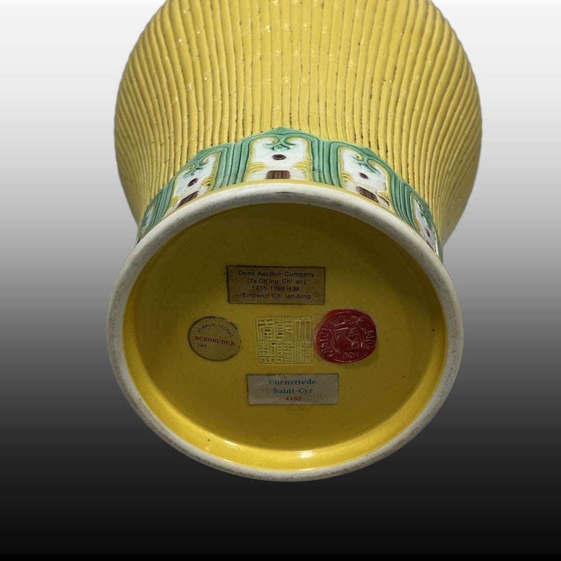 A Exquisite Yellow Glazed Bamboo Pattern Vase - 8