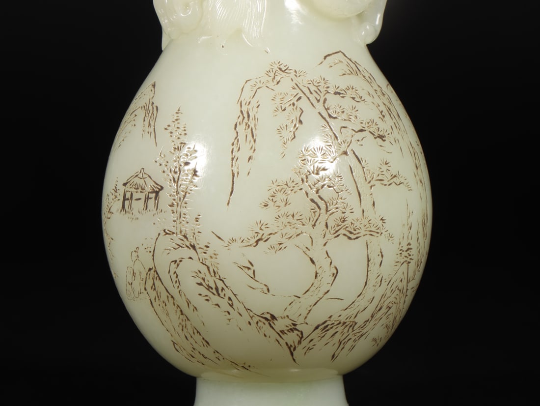 A Exquisite Hotan Jade Landscape Pattern Vase - 5