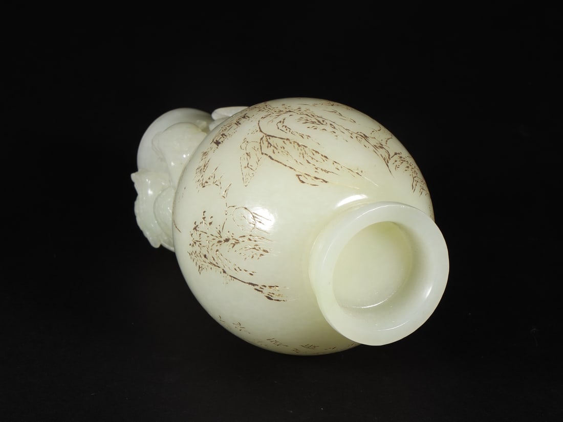 A Exquisite Hotan Jade Landscape Pattern Vase - 9