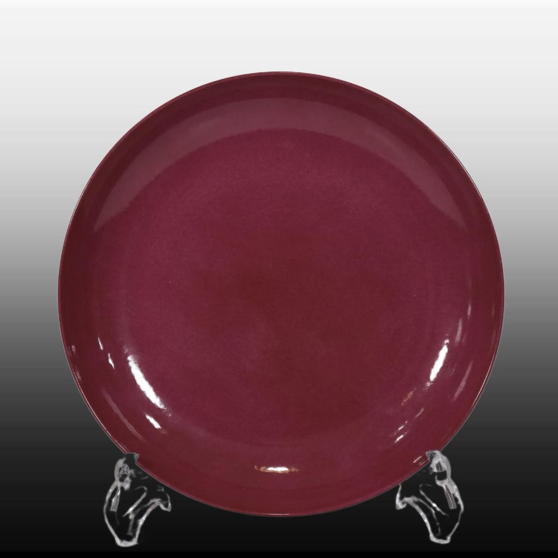 A Exquisite Ruby Red Glazed Plate: A Exquisite Ruby Red Glazed Plate,Qing Dynasty, China,Kangxi Six-character Mark,Size:8in 胭脂红盘,中国清代,康熙六字款