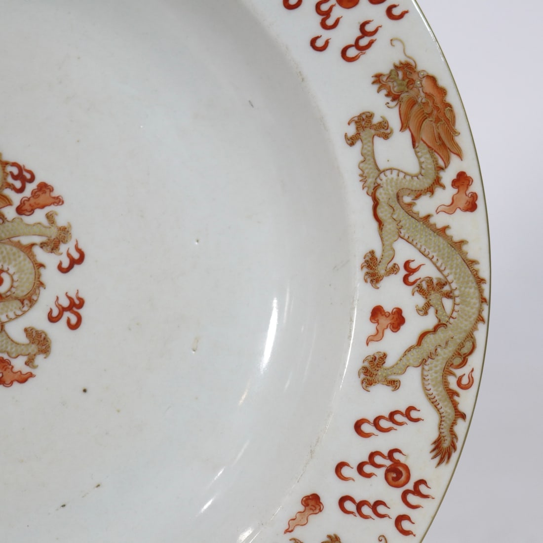 A Exquisite Iron Red Painted Gold Dragon Pattern Plate - 4