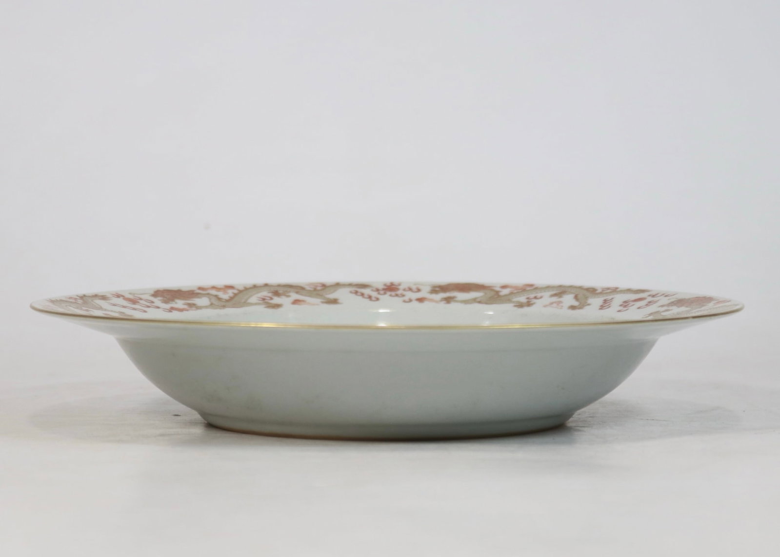 A Exquisite Iron Red Painted Gold Dragon Pattern Plate - 6
