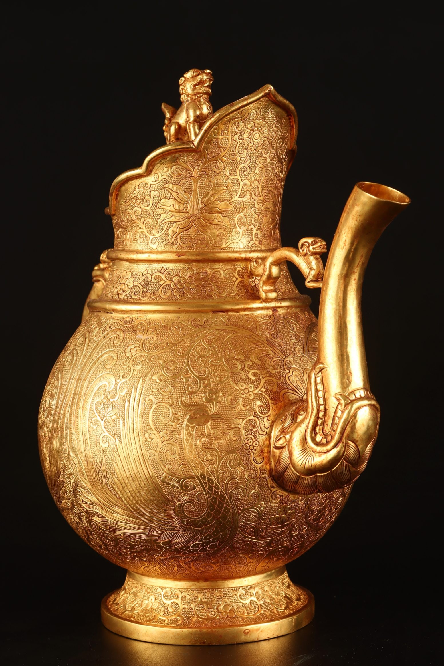 A Exquisite Gilt Bronze Phoenix Pattern Ewer - 2